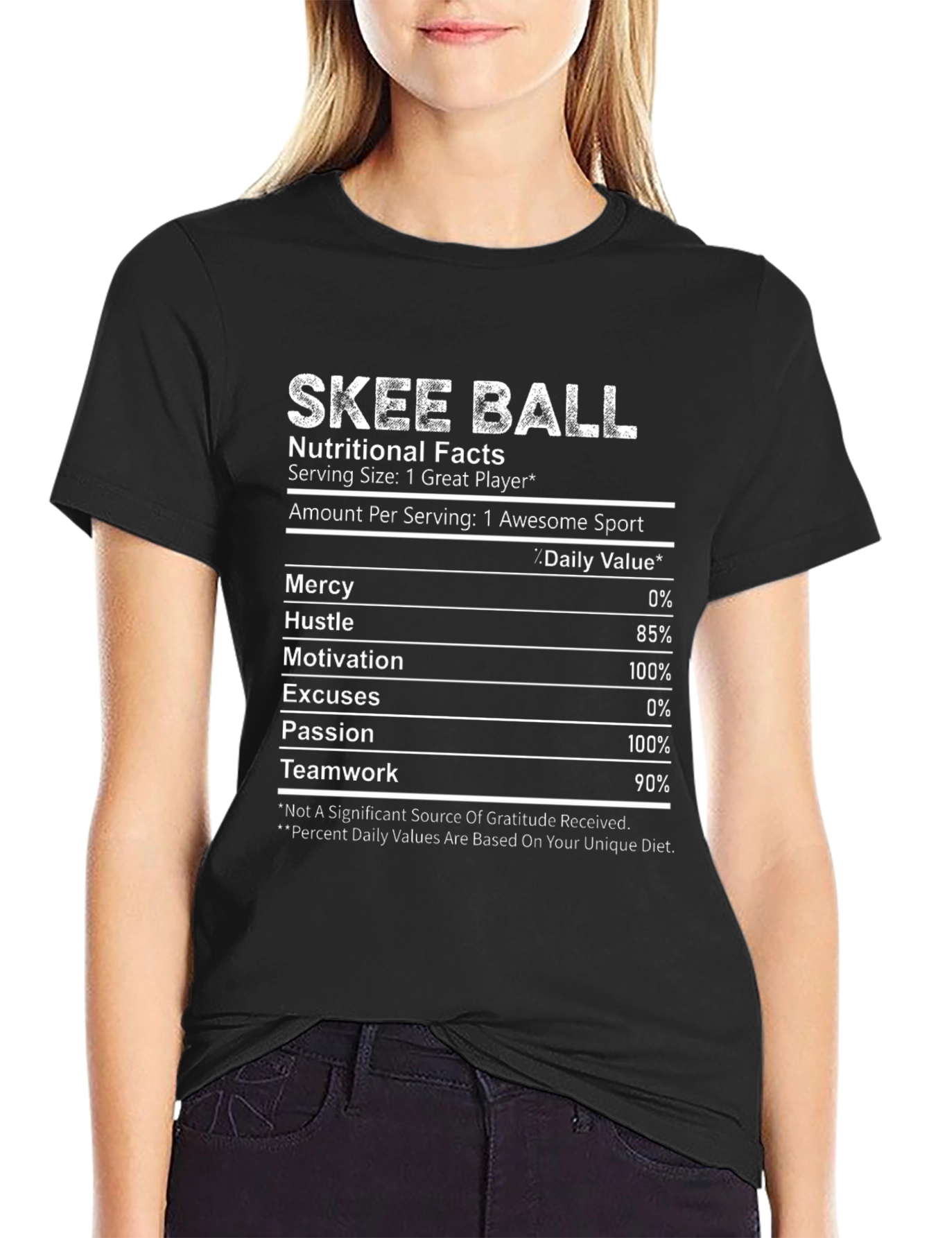 Skee Ball Nutritional Facts T-Shirt - Great Player Tee