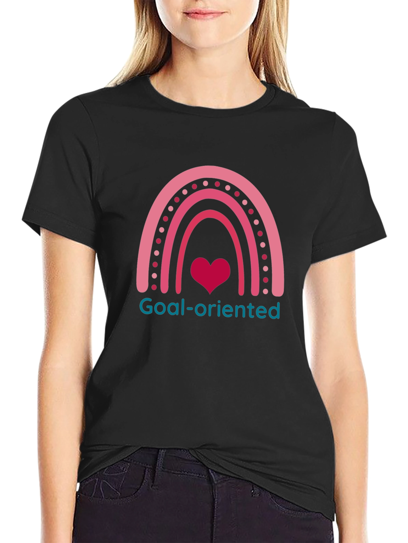 Goal-Oriented Heart Rainbow Graphic Tee