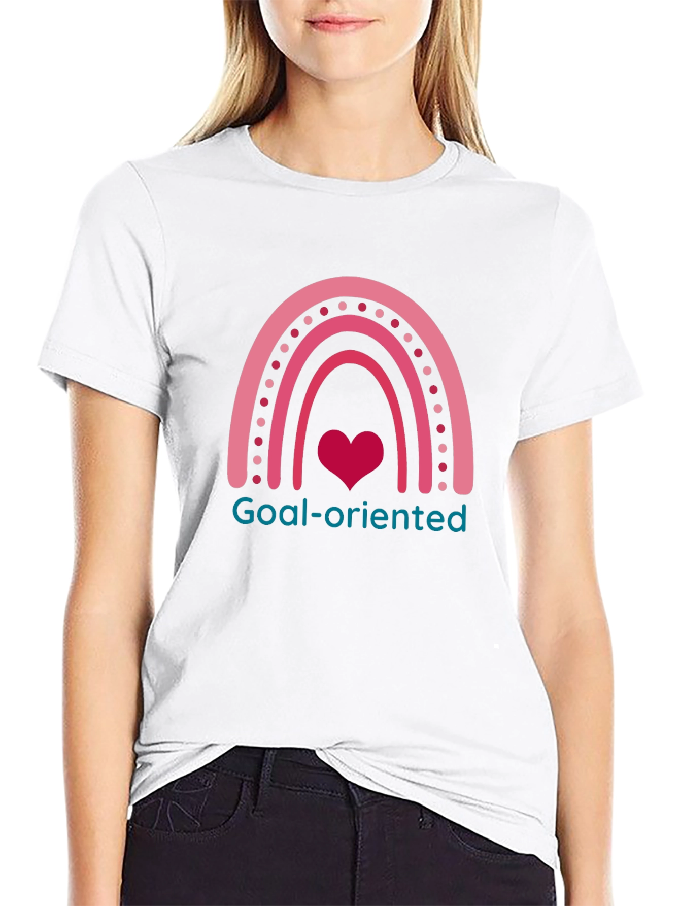Goal-Oriented Heart Rainbow Graphic Tee