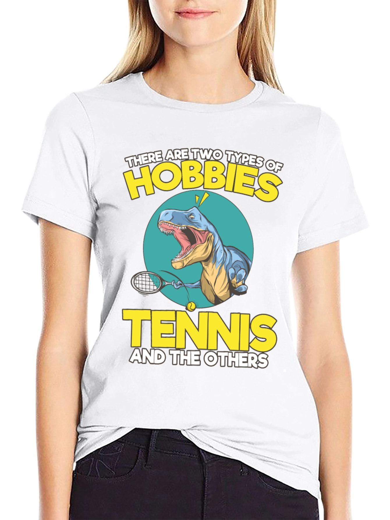 Tennis Dinosaur Graphic Tee - Funny Hobby Shirt