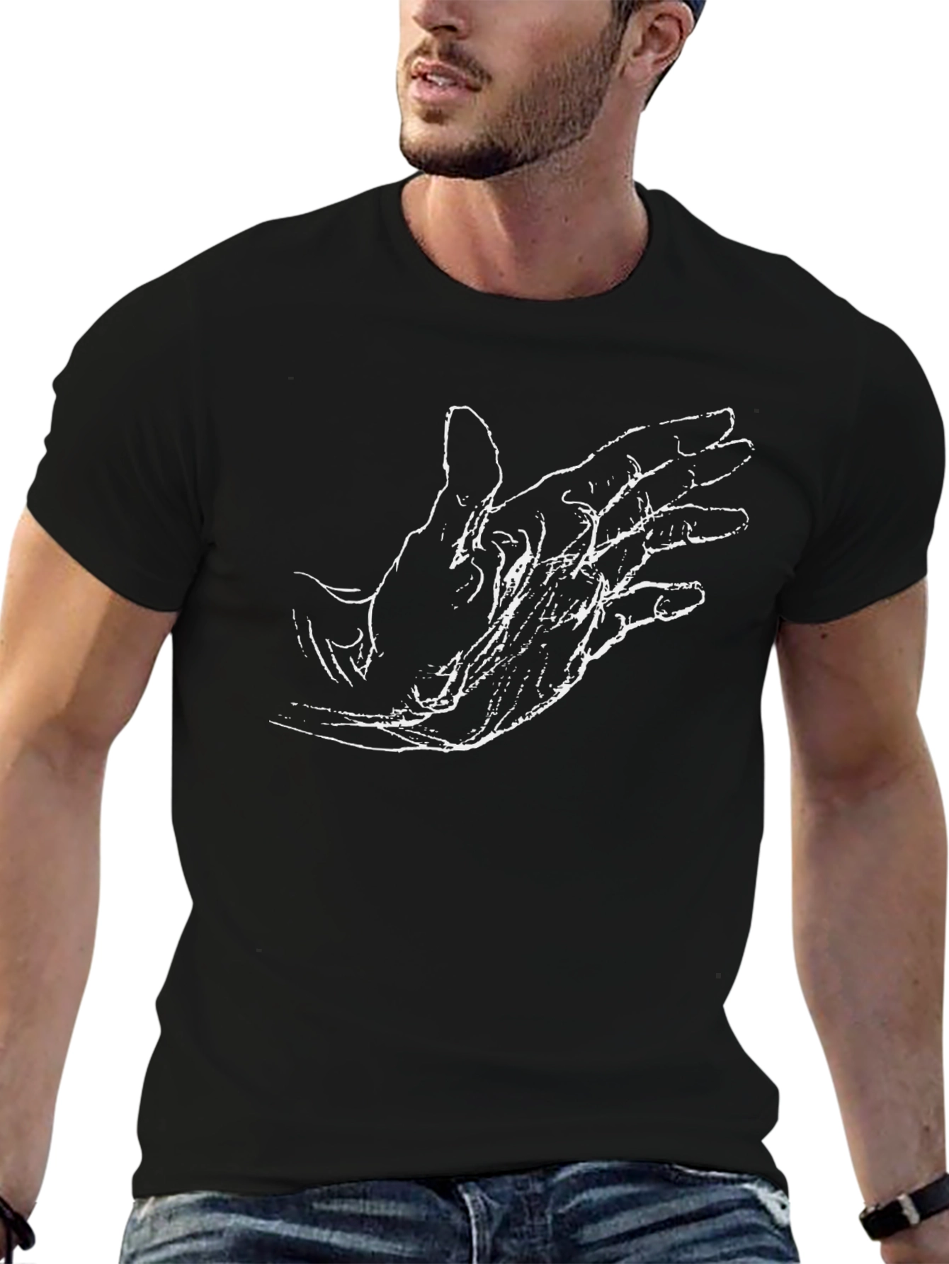 Abstract Hand Graphic Tee - Soft Black T-Shirt