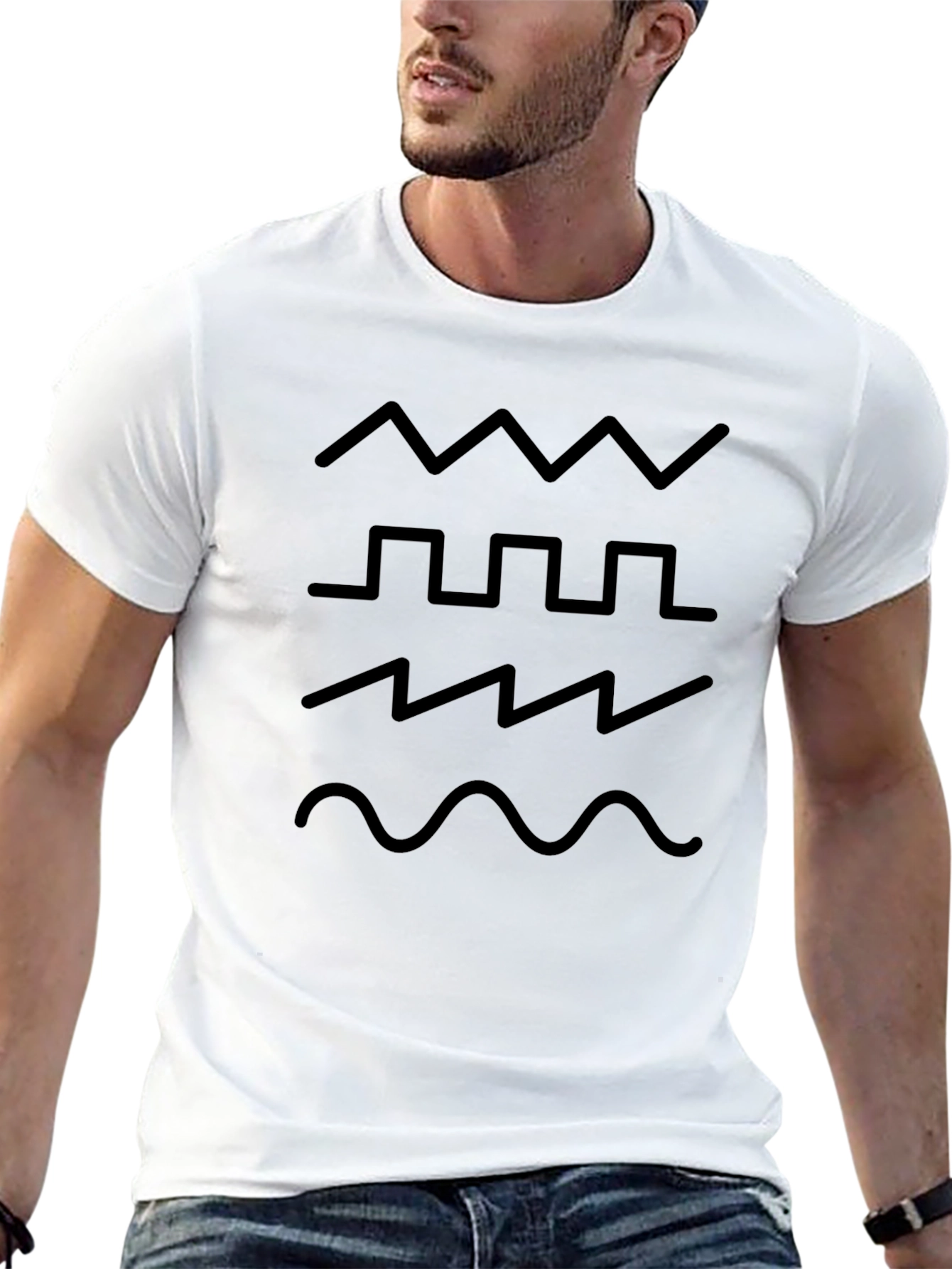 Waveform Graphic Print Mens Black T-Shirt