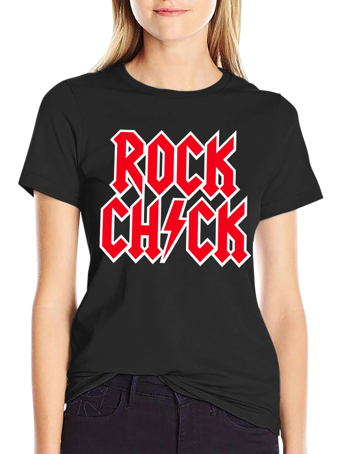 Rock Chick Graphic Tee - Black Cotton T-Shirt