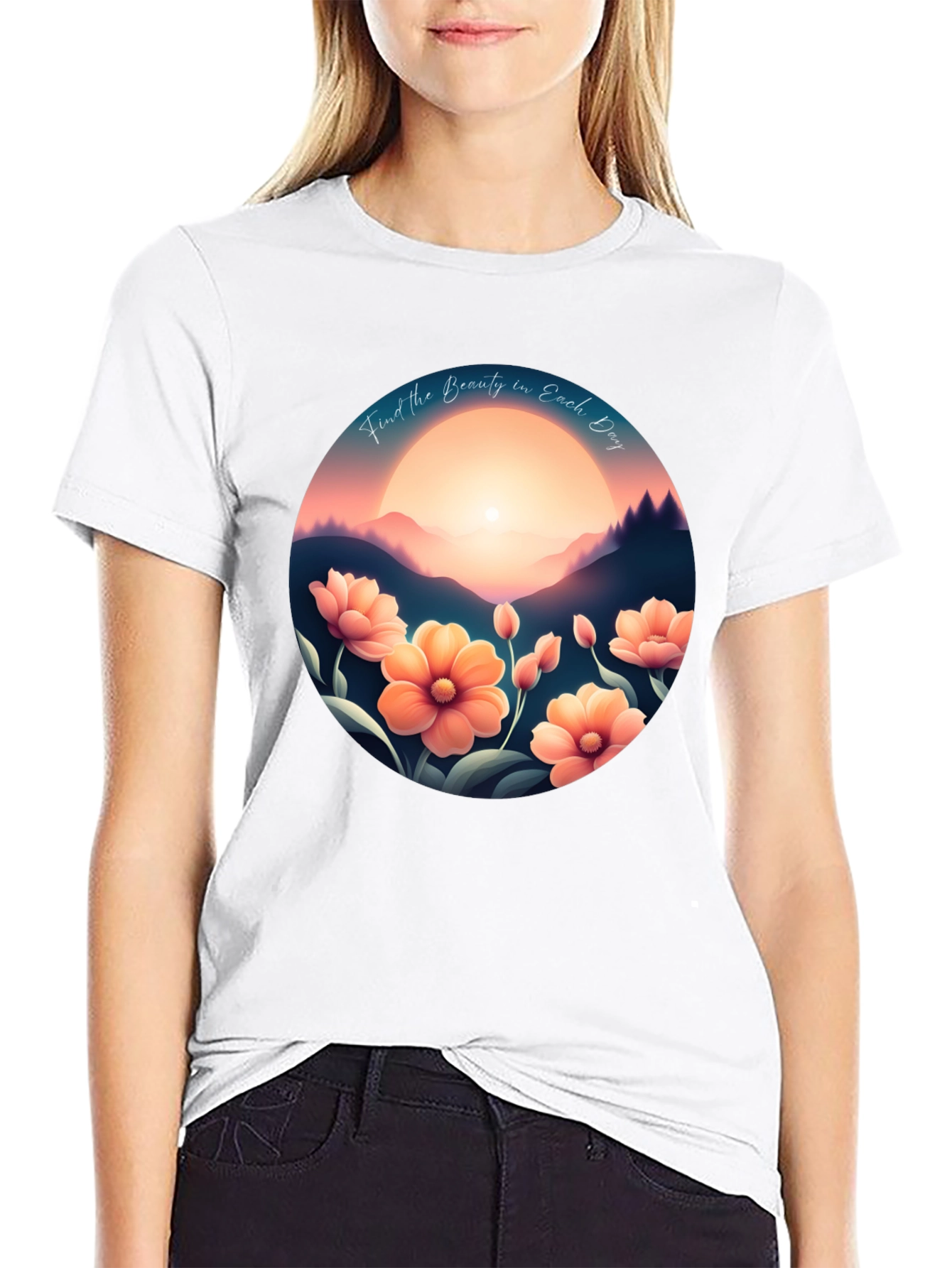 Inspirational Sunset Floral Graphic Tee