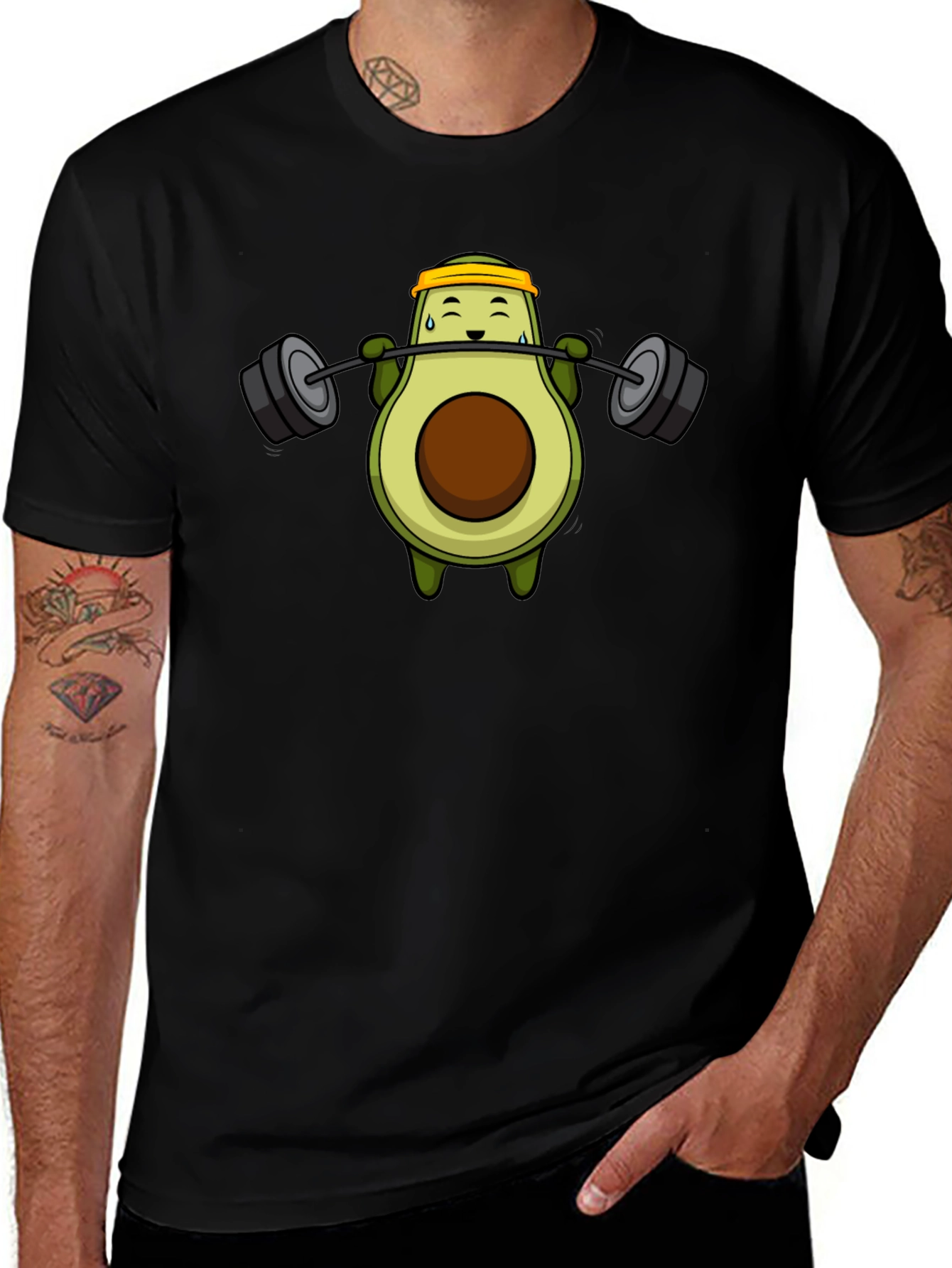 Avocado Lifting Barbell T-Shirt - Black