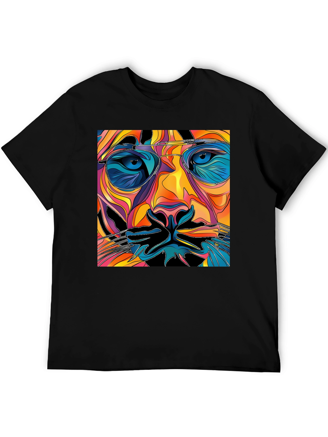 Abstract Lion Face Graphic Tee - Cool Mens T-Shirt