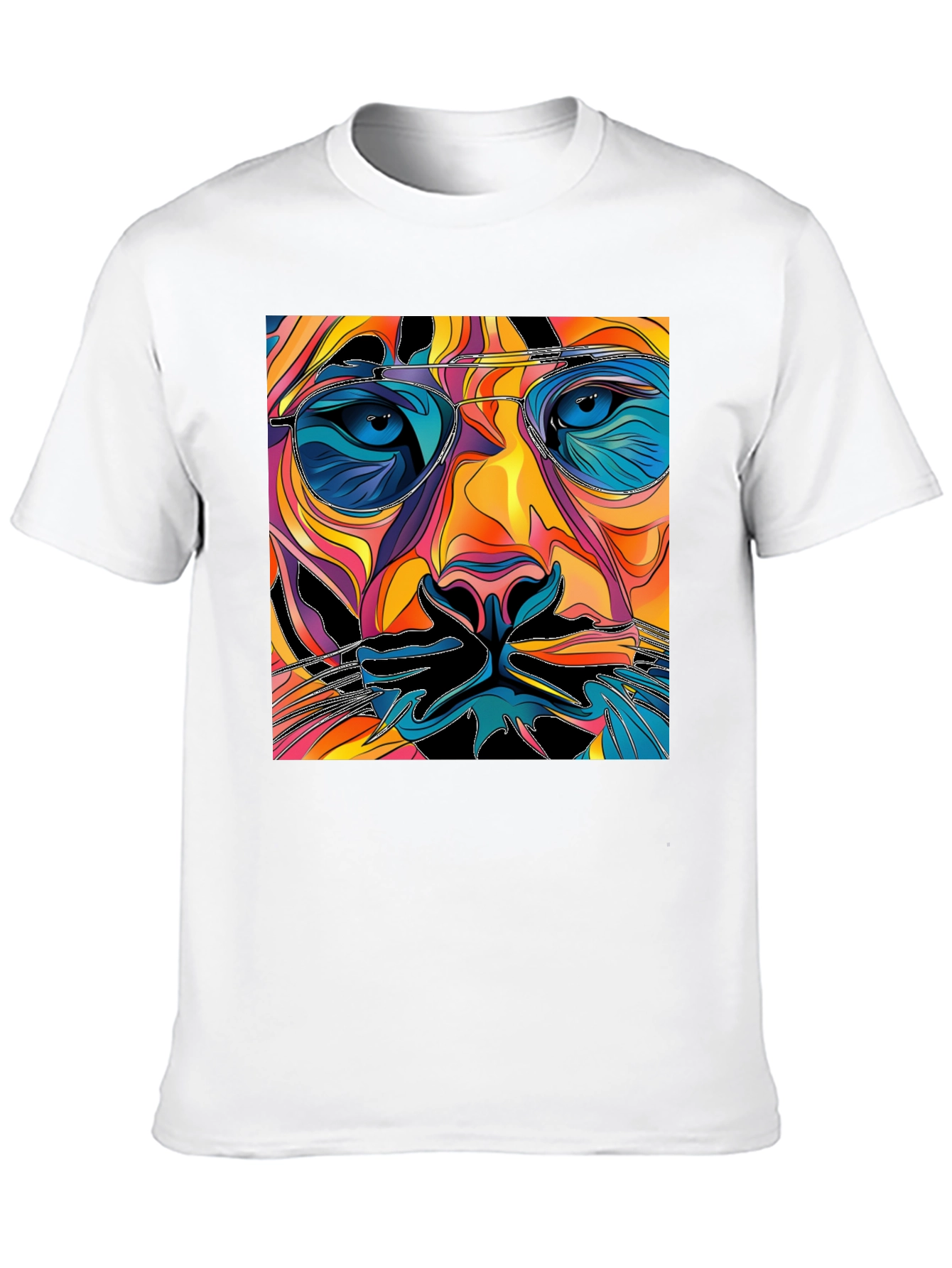 Abstract Lion Face Graphic Tee - Cool Mens T-Shirt