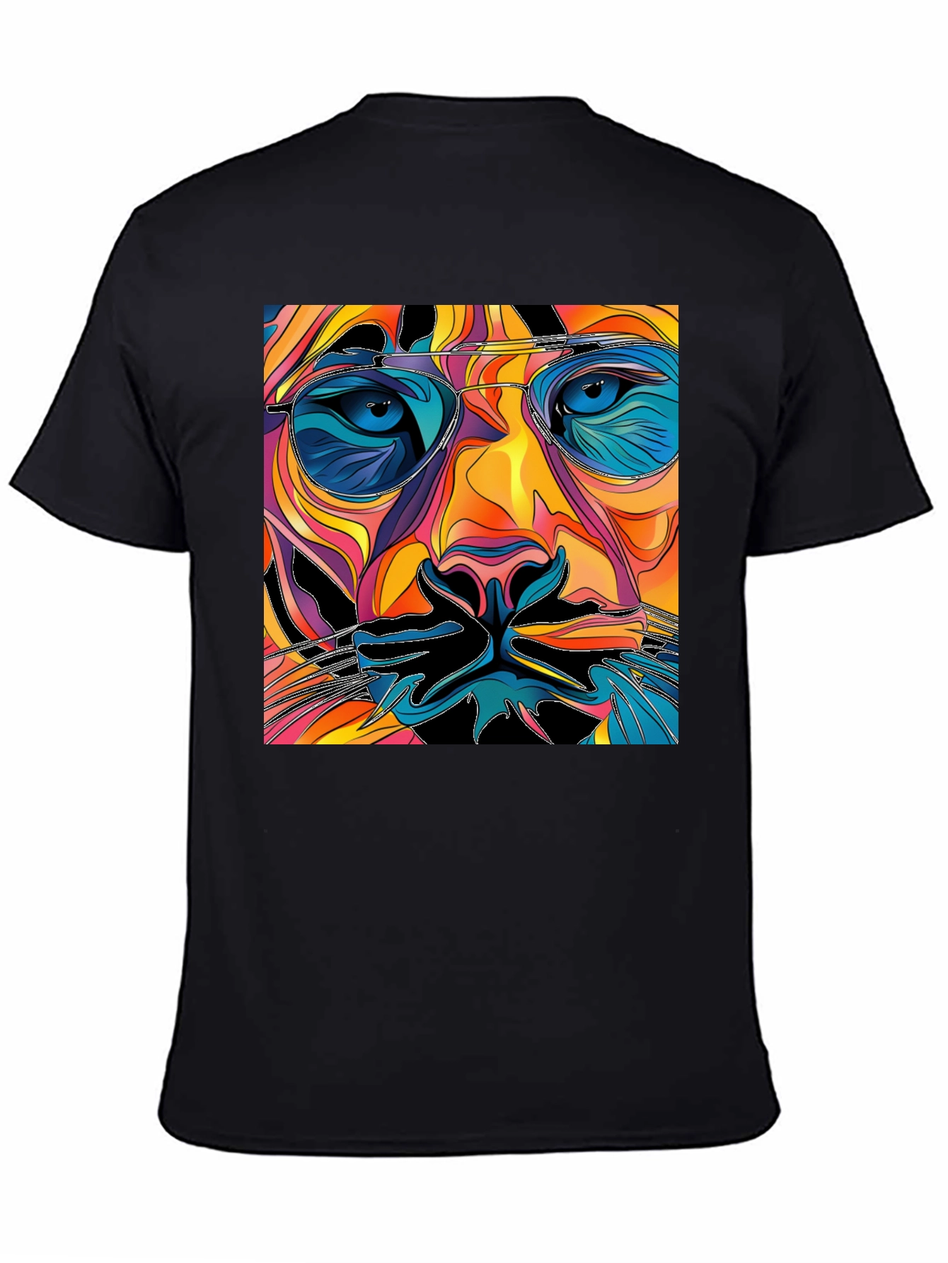 Abstract Lion Face Graphic Tee - Cool Mens T-Shirt