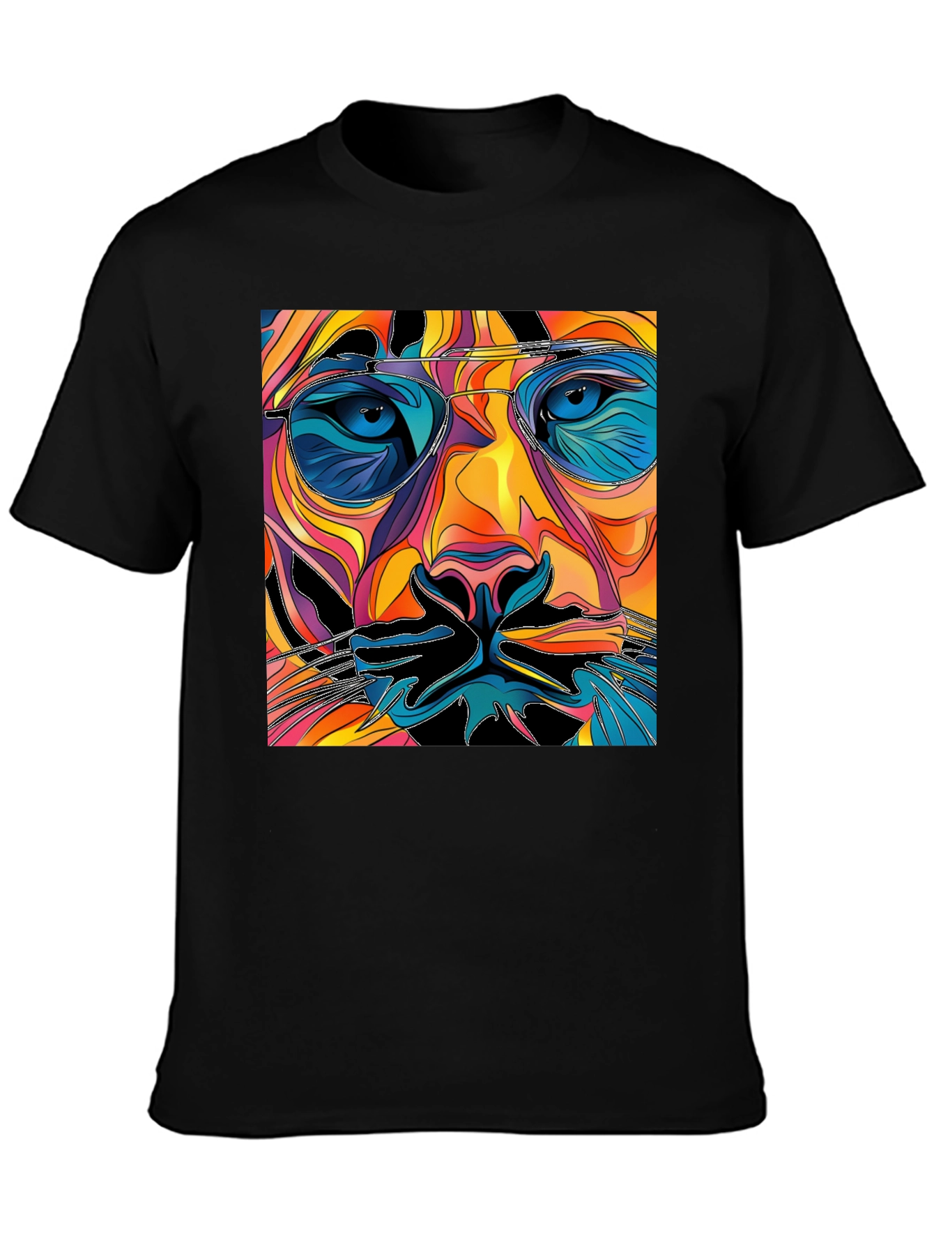 Abstract Lion Face Graphic Tee - Cool Mens T-Shirt