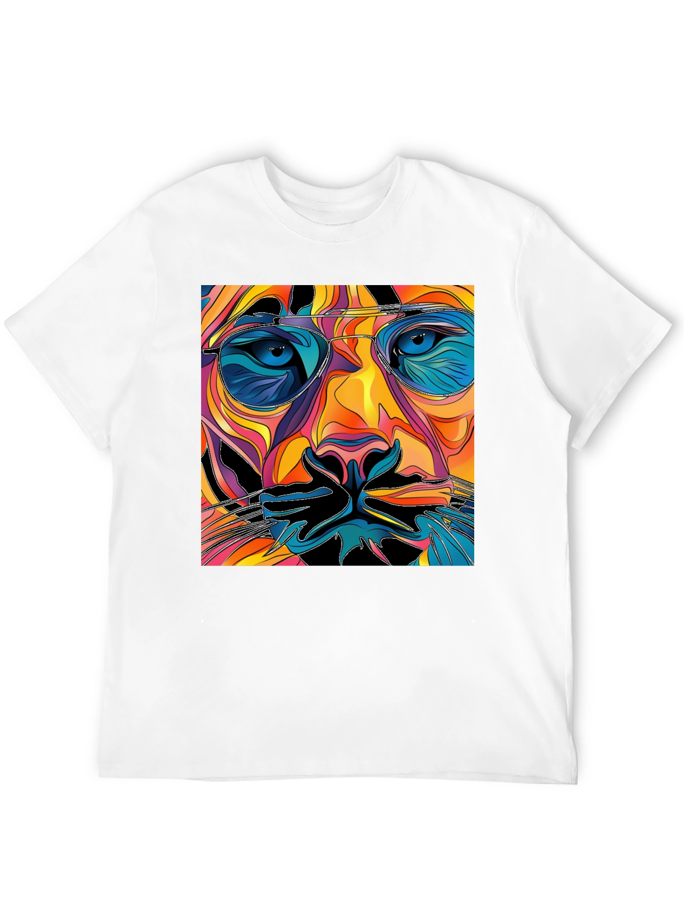Abstract Lion Face Graphic Tee - Cool Mens T-Shirt