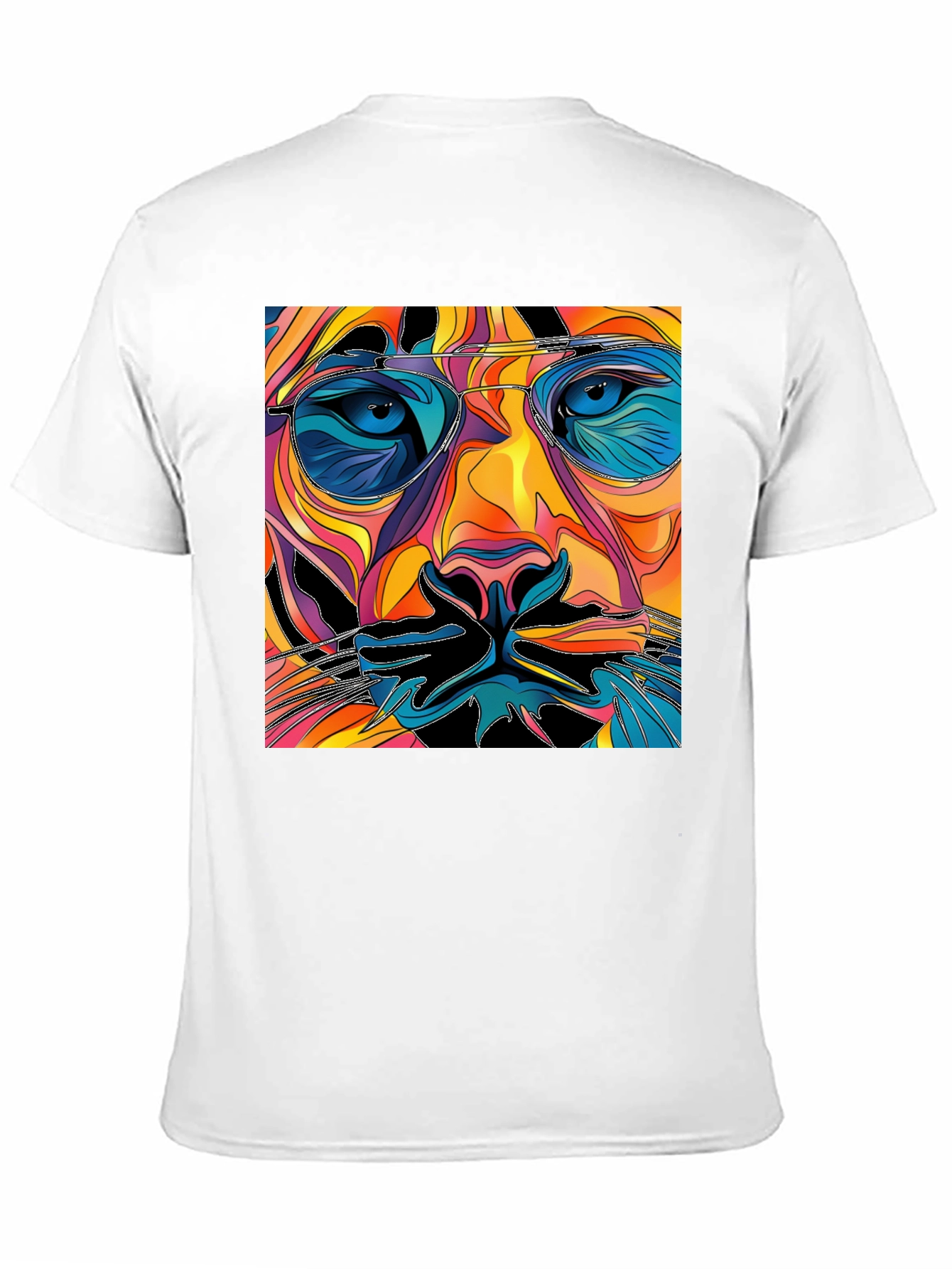 Abstract Lion Face Graphic Tee - Cool Mens T-Shirt
