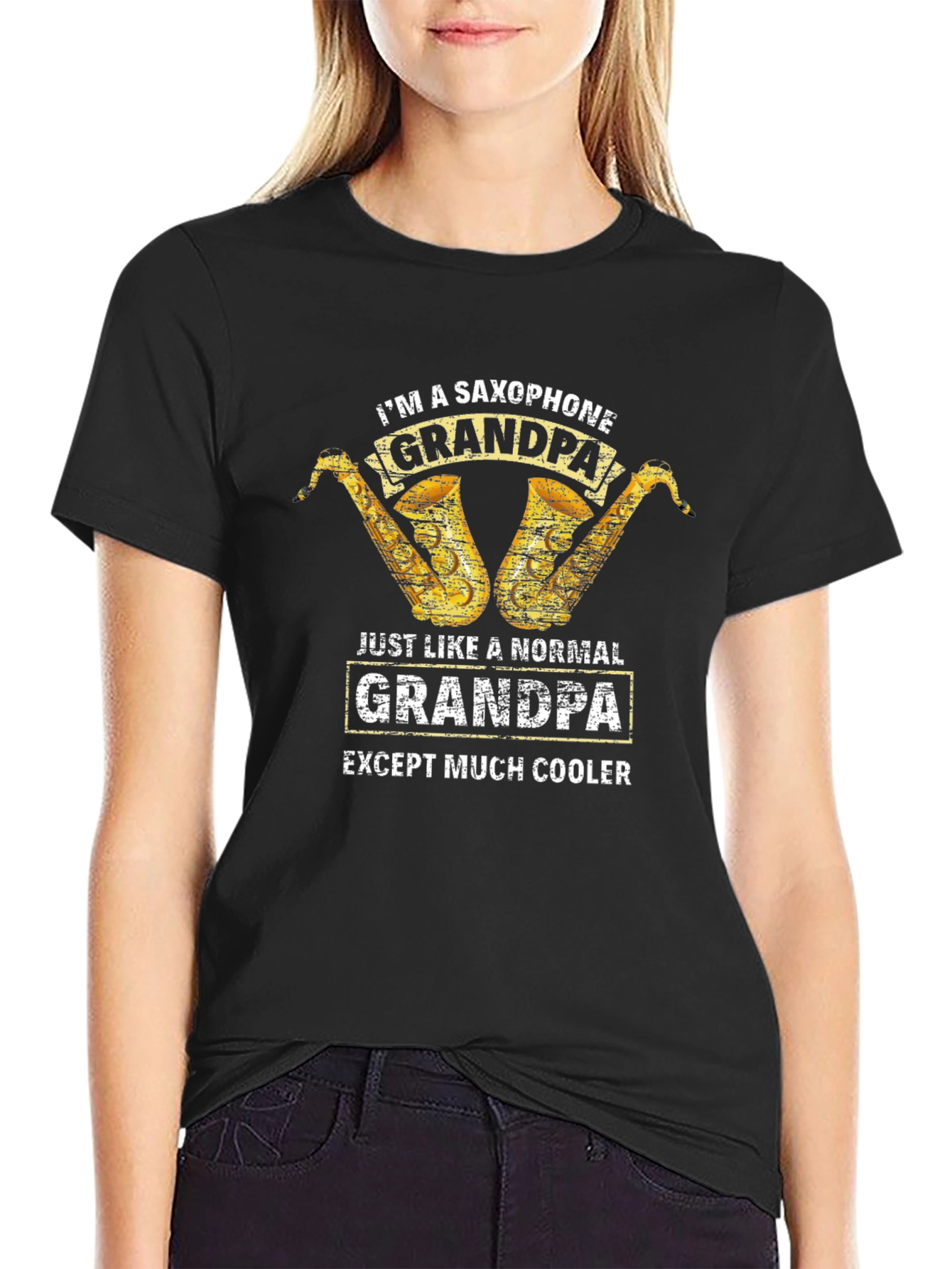 Saxophone Grandpa T-Shirt - Cool Grandfather Tee