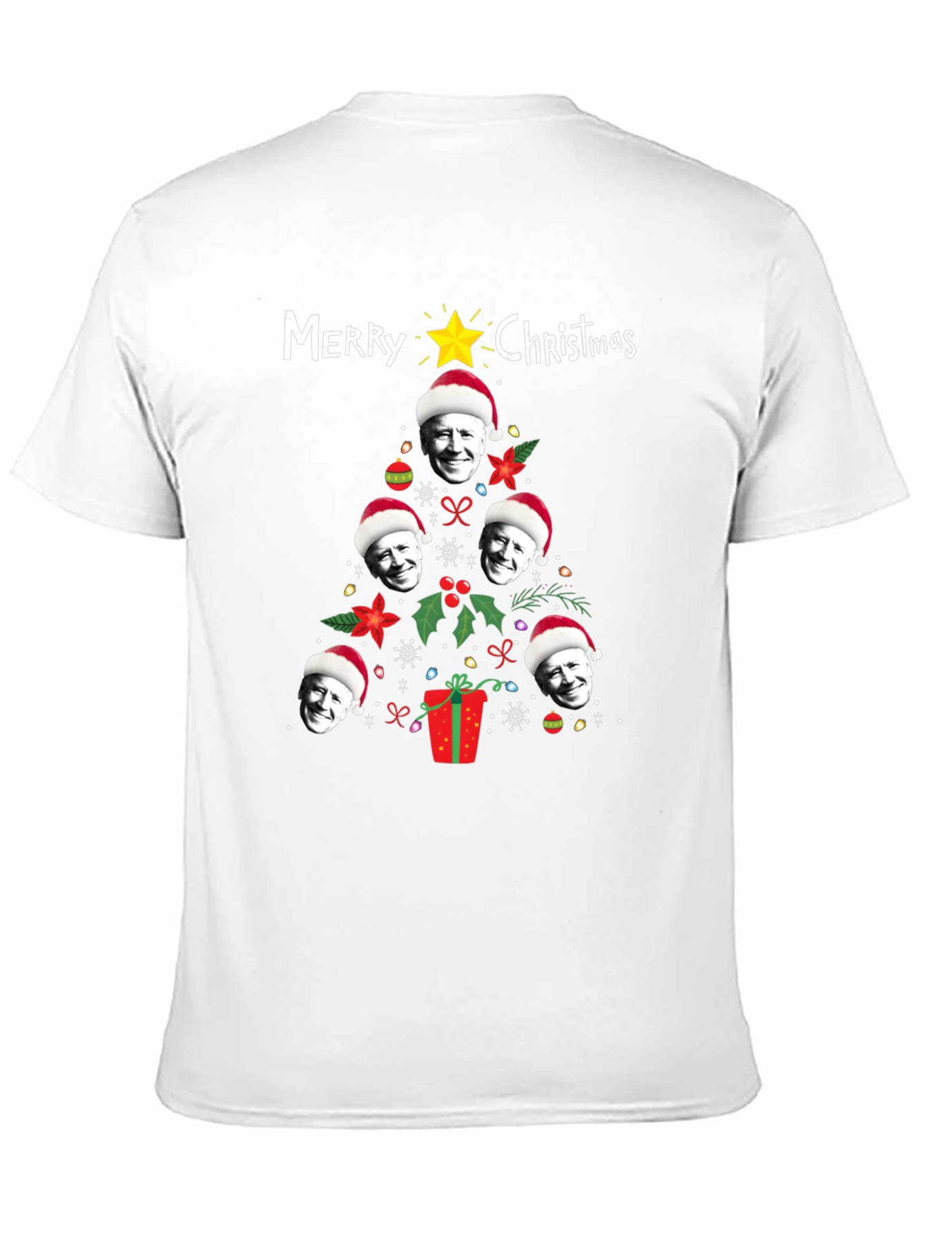 Funny Joe Biden Christmas Tree Graphic T-Shirt