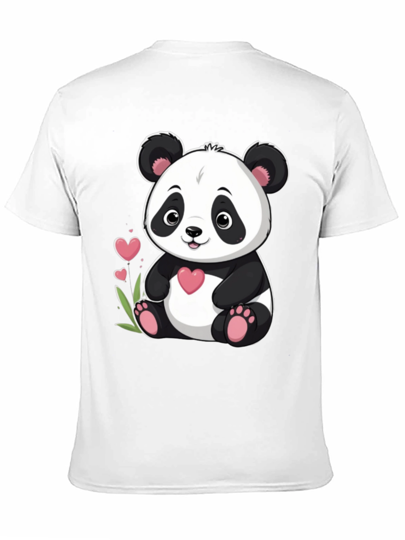 Cute Panda Bear Graphic Tee - Black Cotton T-Shirt