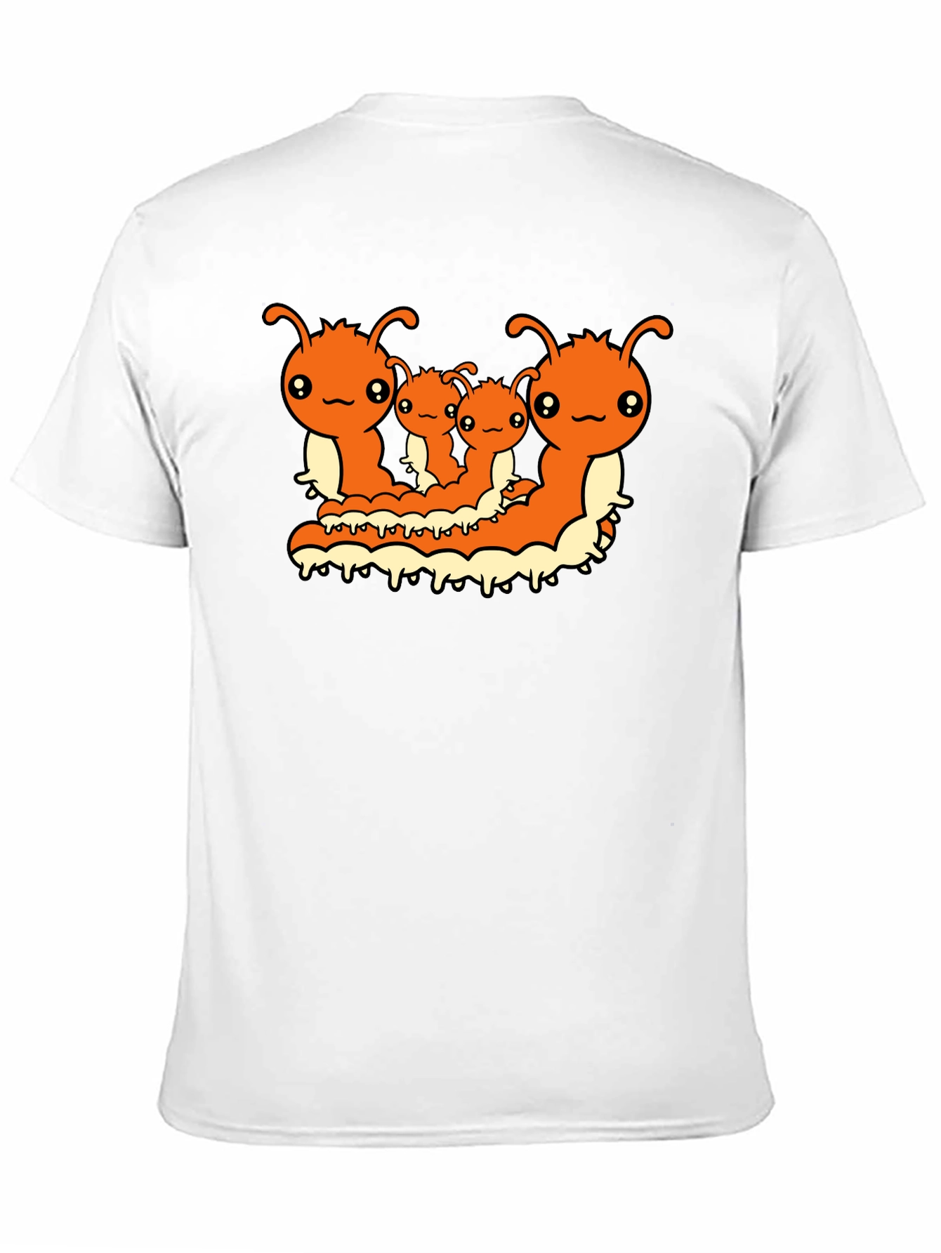 Cute Caterpillar Family T-Shirt - Black Cotton Tee