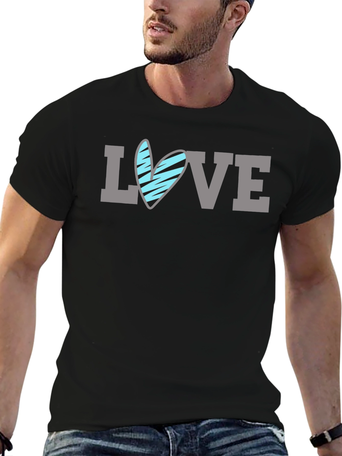 Love Heart Graphic T-Shirt - Mens Black Tee