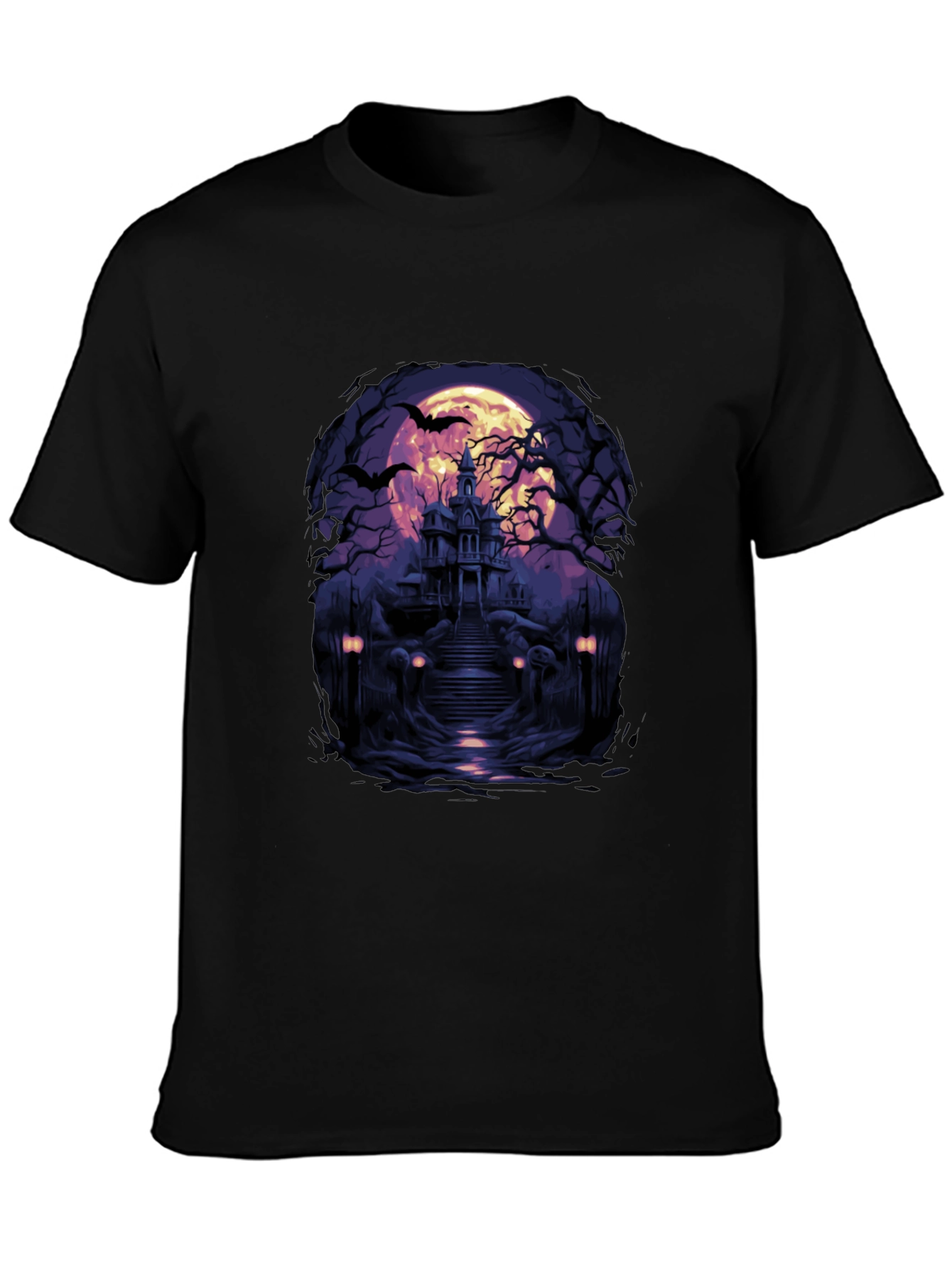 Haunted House Graphic Tee - Spooky Halloween T-Shirt