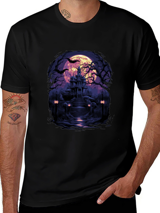 Haunted House Graphic Tee - Spooky Halloween T-Shirt