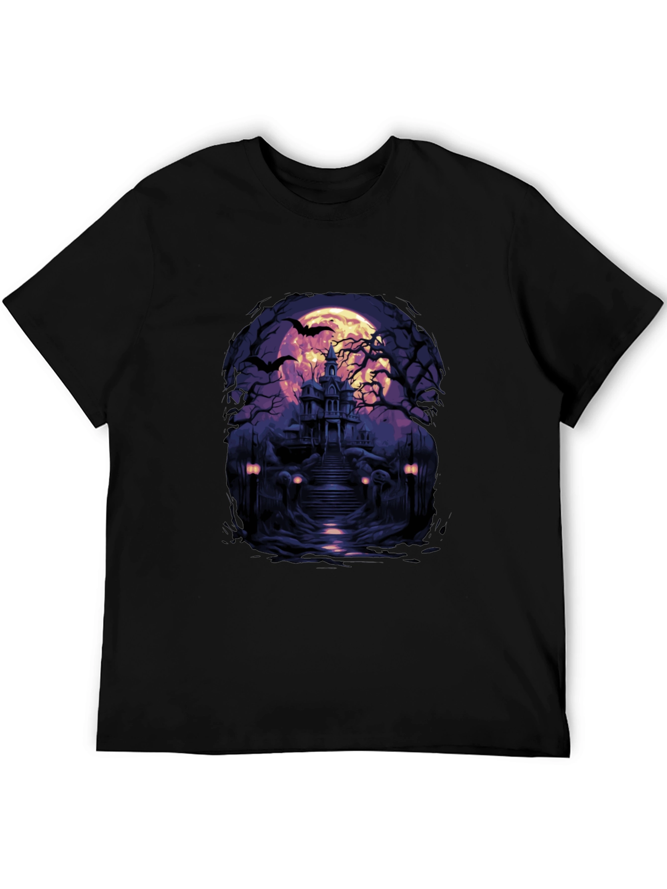 Haunted House Graphic Tee - Spooky Halloween T-Shirt