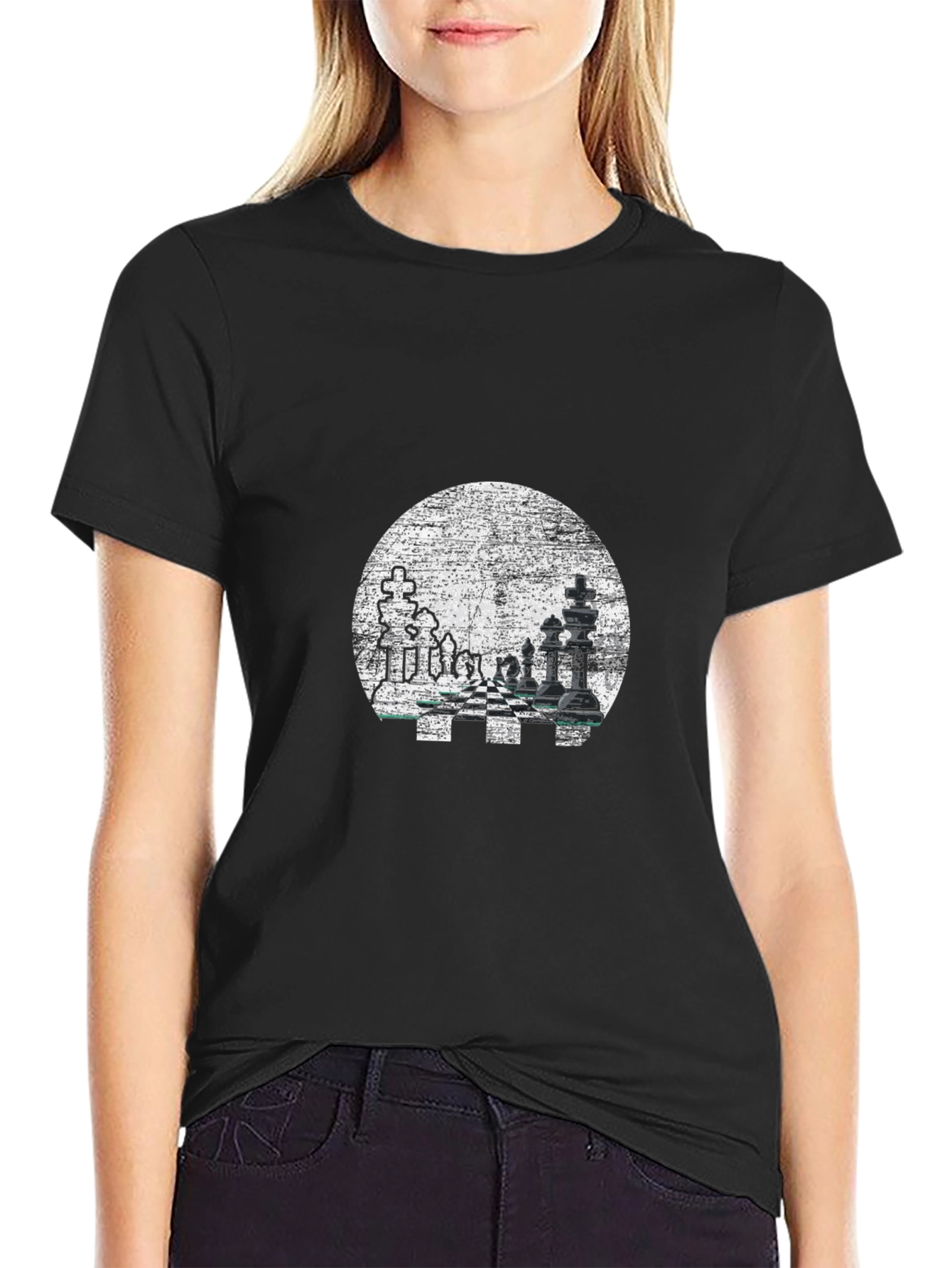 Chess Graphic Tee - Stylish Black Casual Wear