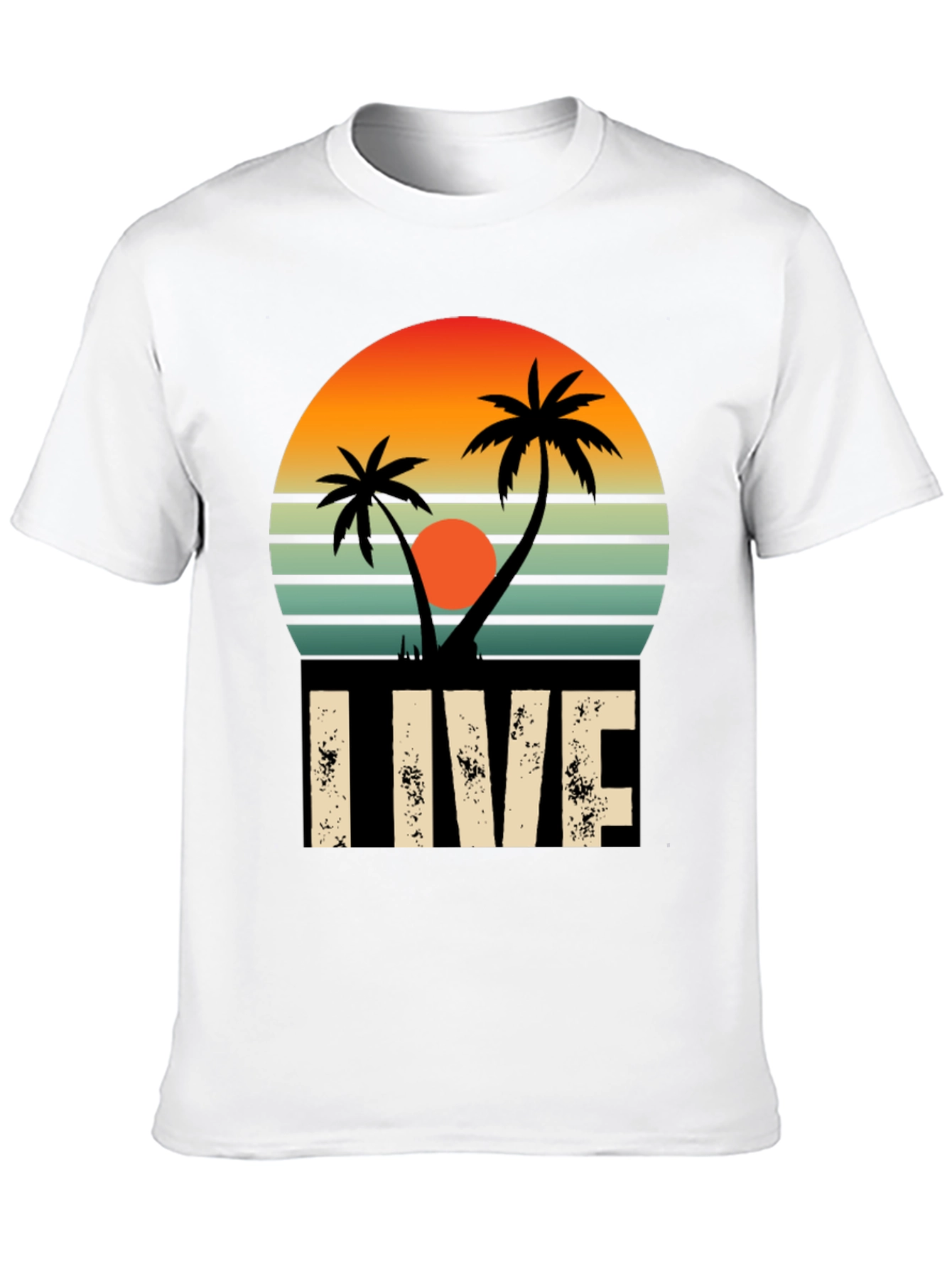 Retro Palm Tree Sunset Graphic Tee - LIVE