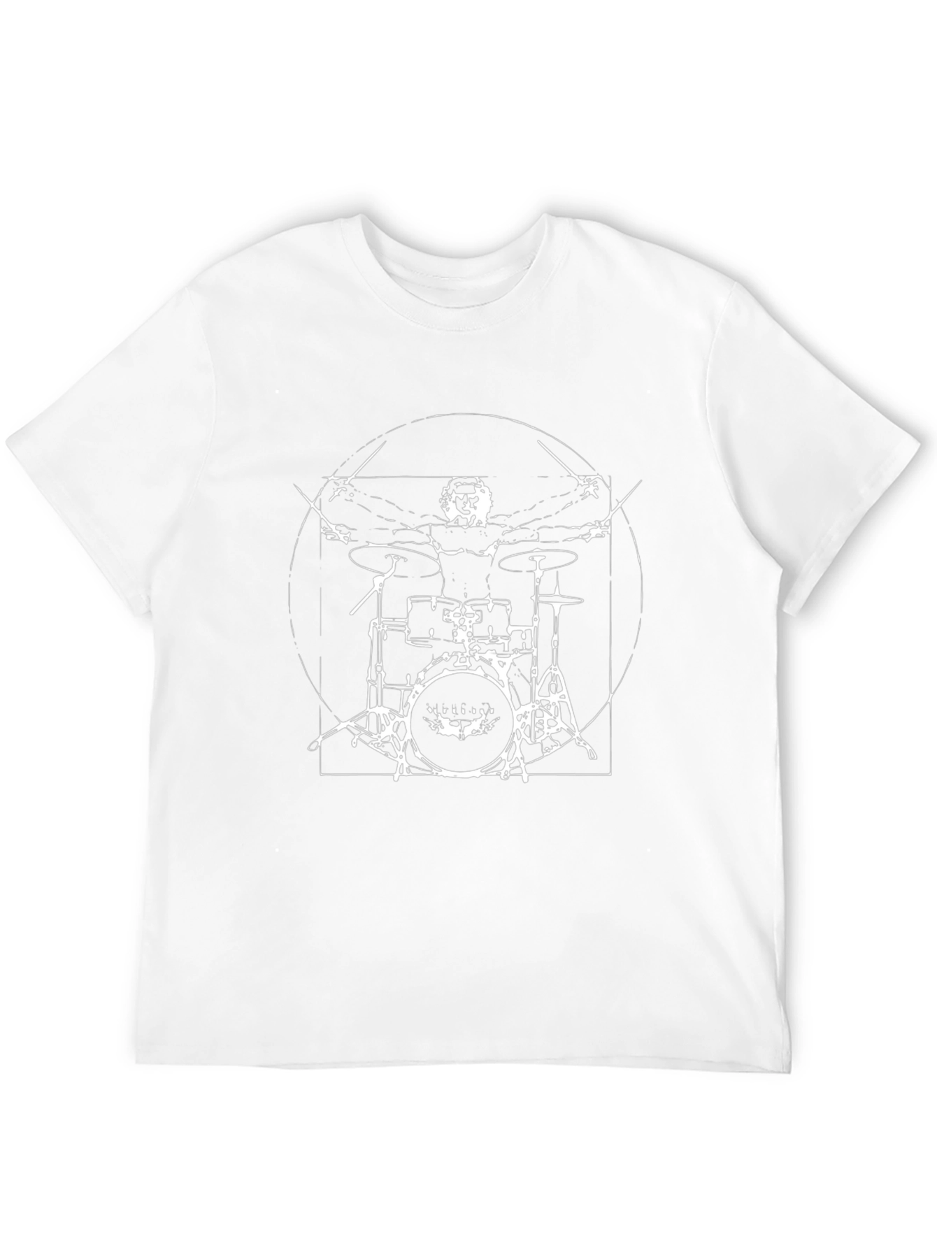 Drummer Vitruvian Man T-Shirt - Black Cotton Tee