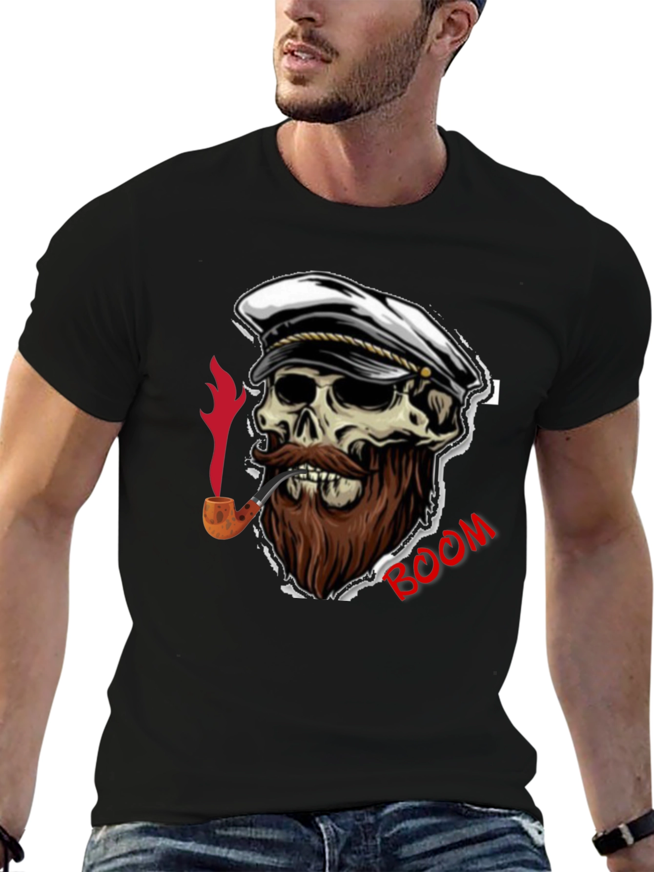 Skull Captain Boom Graphic T-Shirt