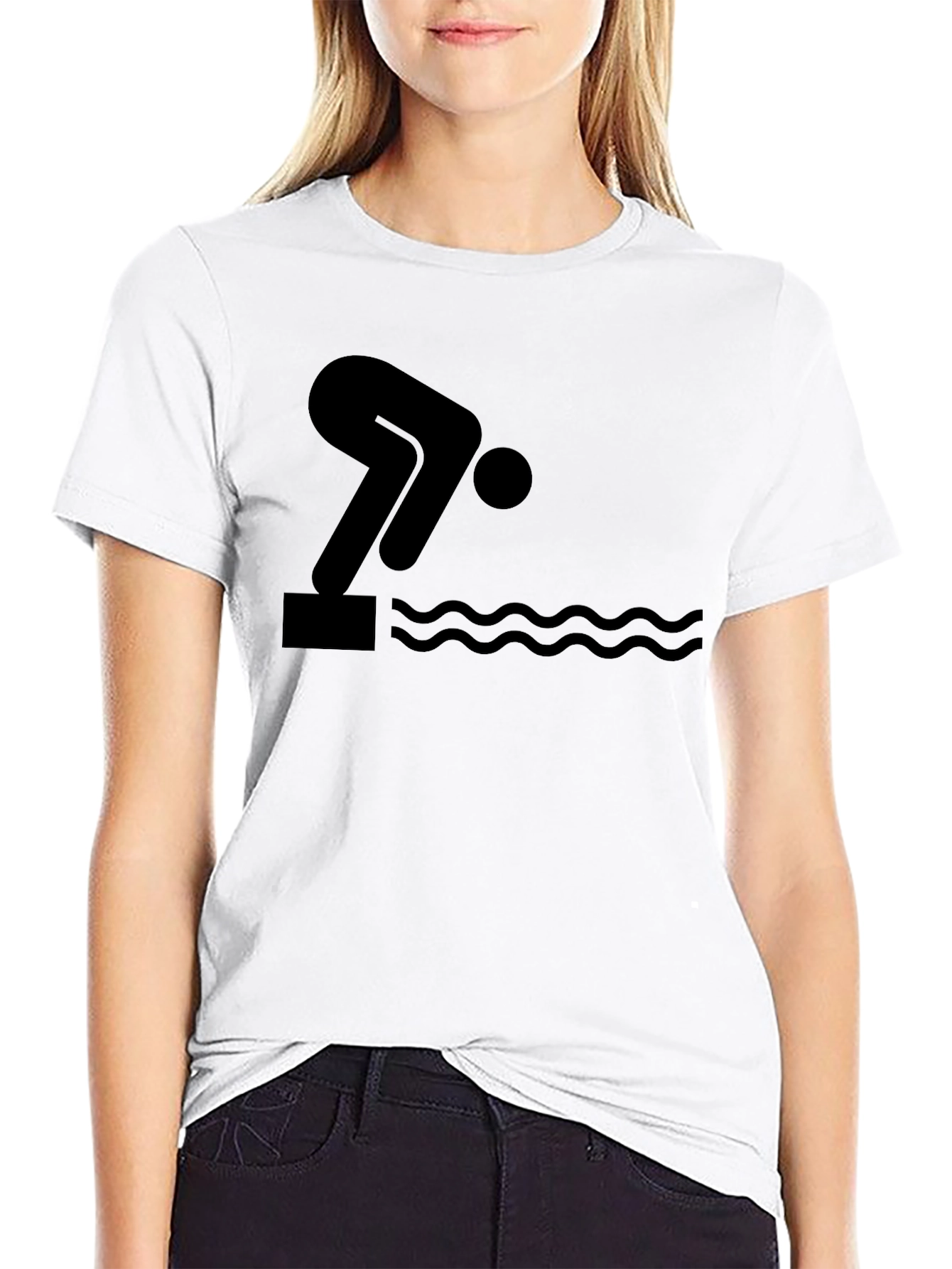 Swimmer Dive Black Graphic T-Shirt