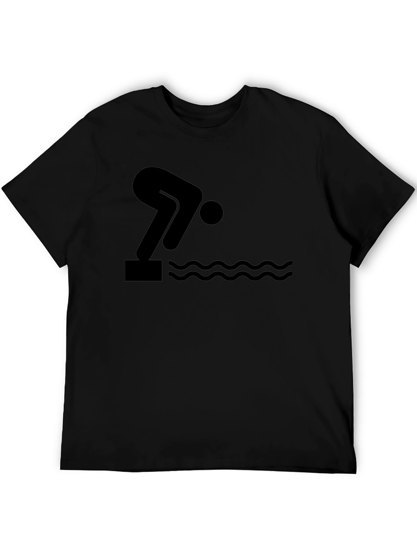 Swimmer Dive Black Graphic T-Shirt