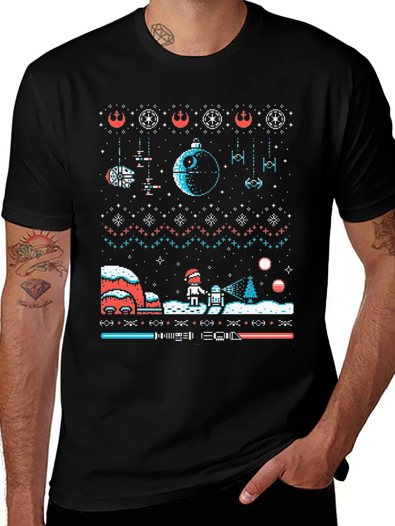 Star Wars Ugly Christmas Sweater T-Shirt Black