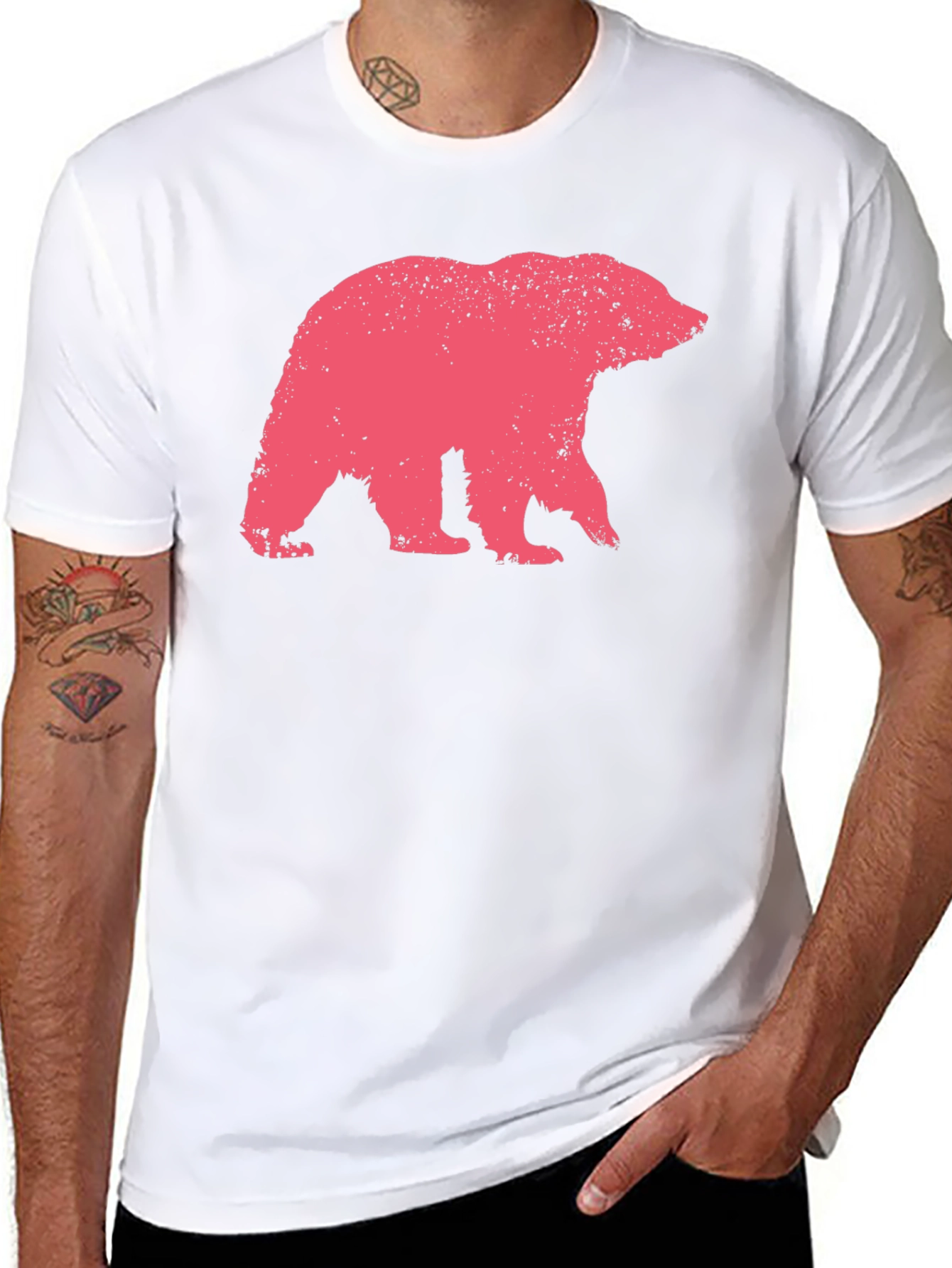 Bear Graphic Print Crew Neck T-Shirt