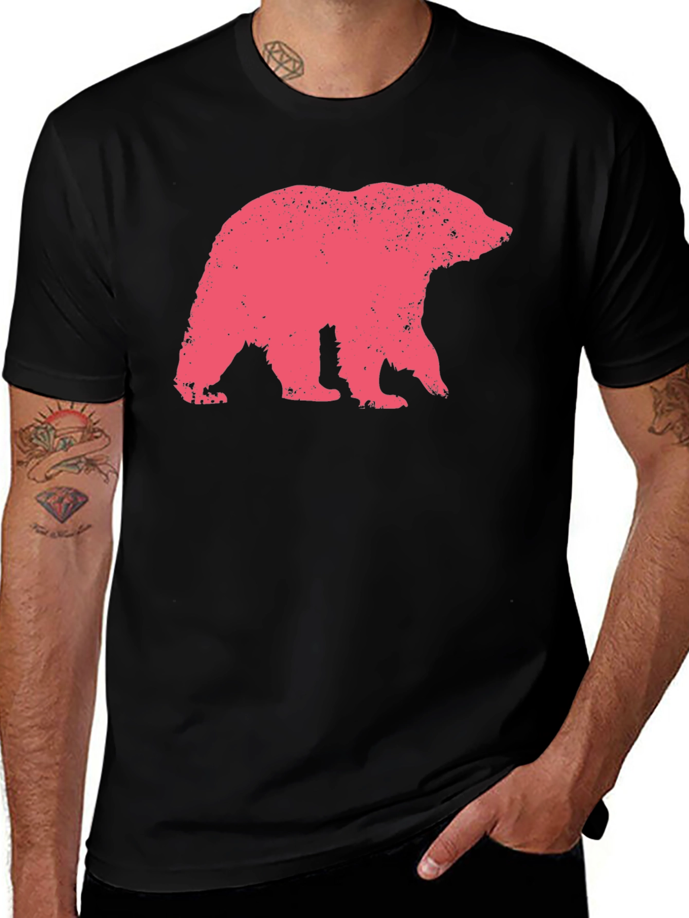Bear Graphic Print Crew Neck T-Shirt