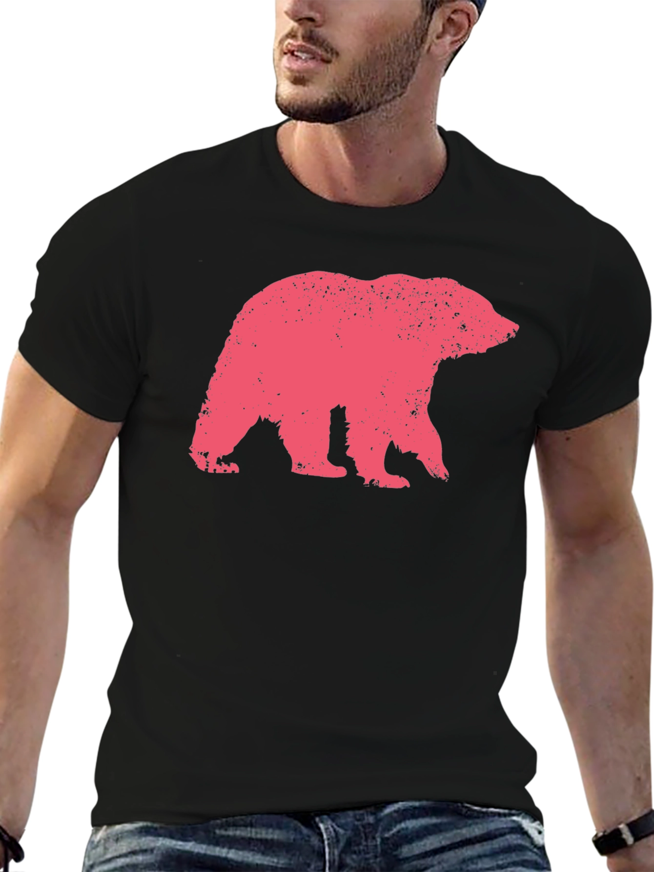 Bear Graphic Print Crew Neck T-Shirt