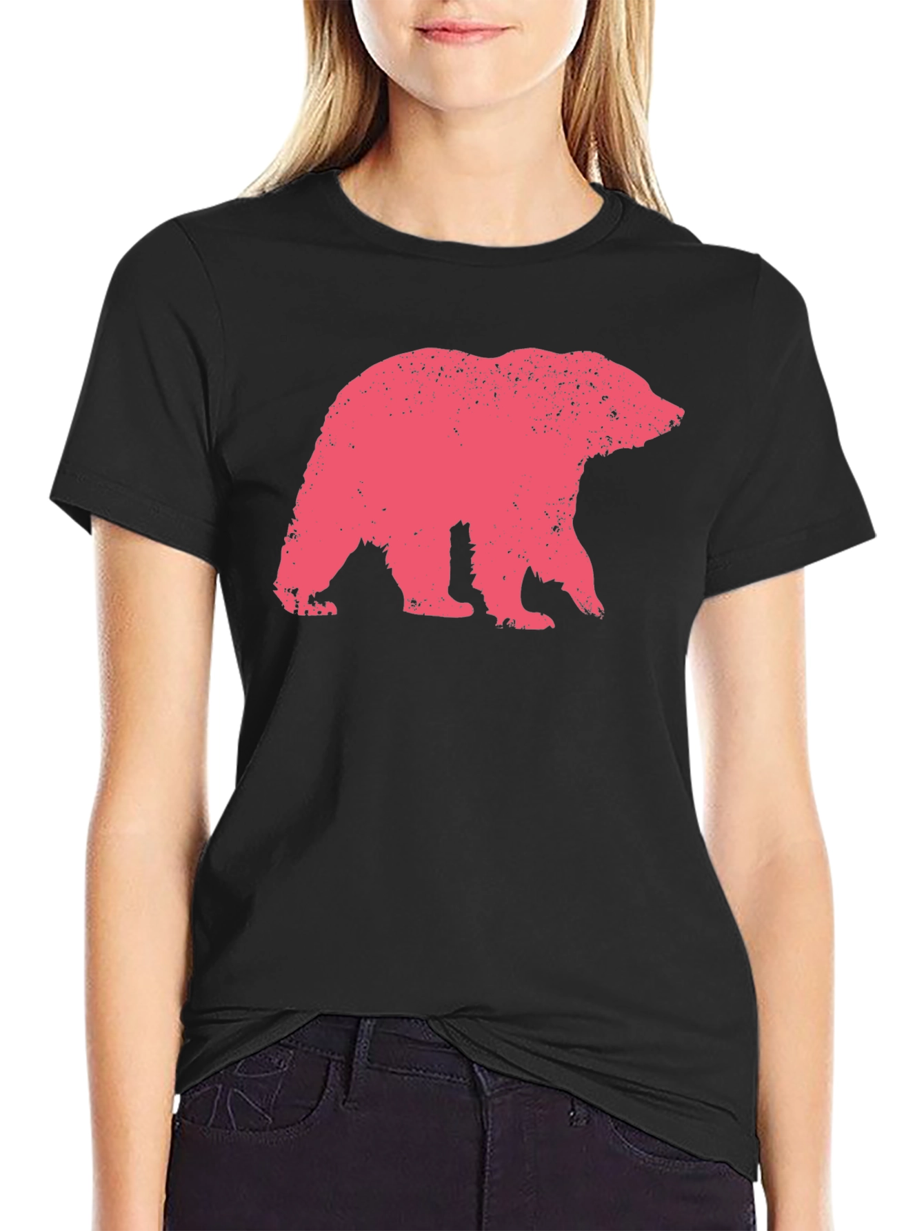 Bear Graphic Print Crew Neck T-Shirt