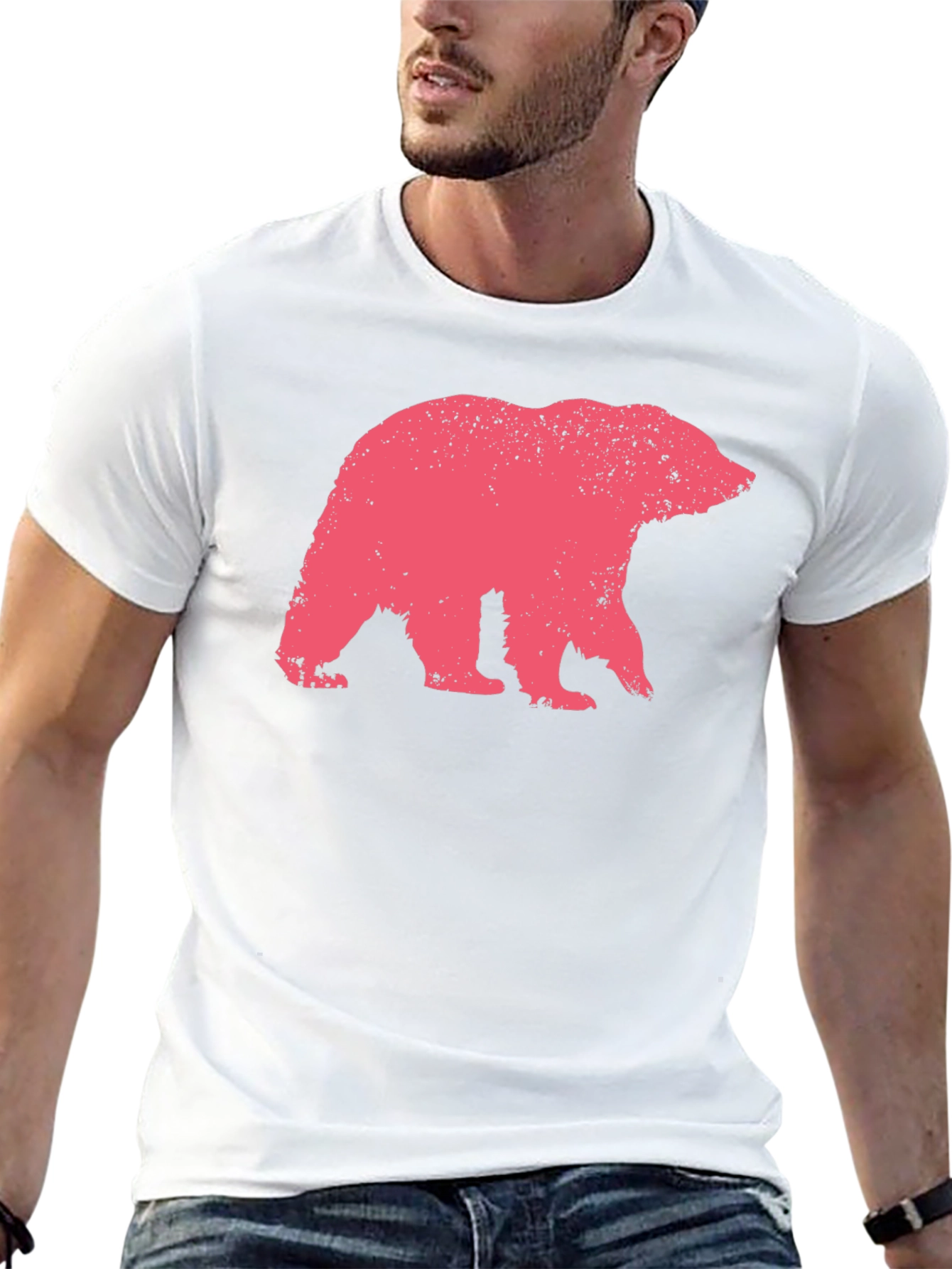 Bear Graphic Print Crew Neck T-Shirt