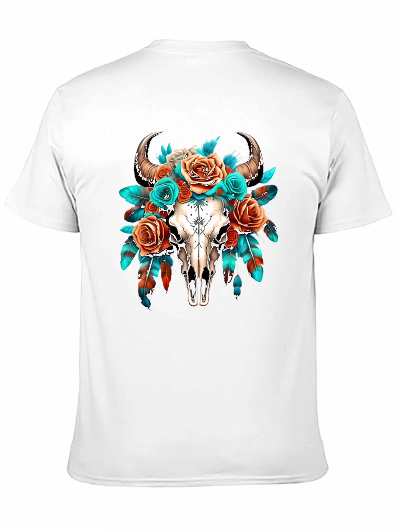 Boho Bull Skull Floral Graphic Tee