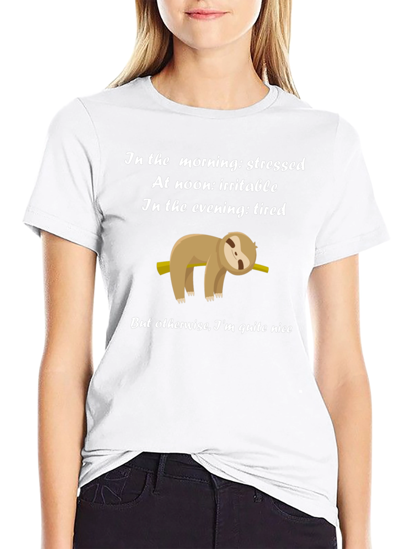 Funny Sloth T-Shirt - Stressed Irritable Tired
