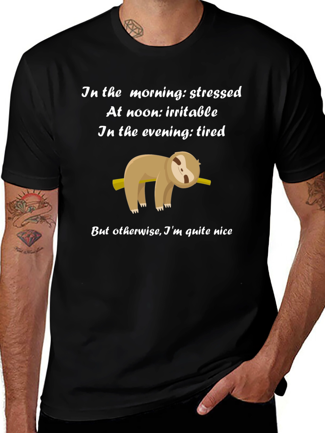 Funny Sloth T-Shirt - Stressed Irritable Tired