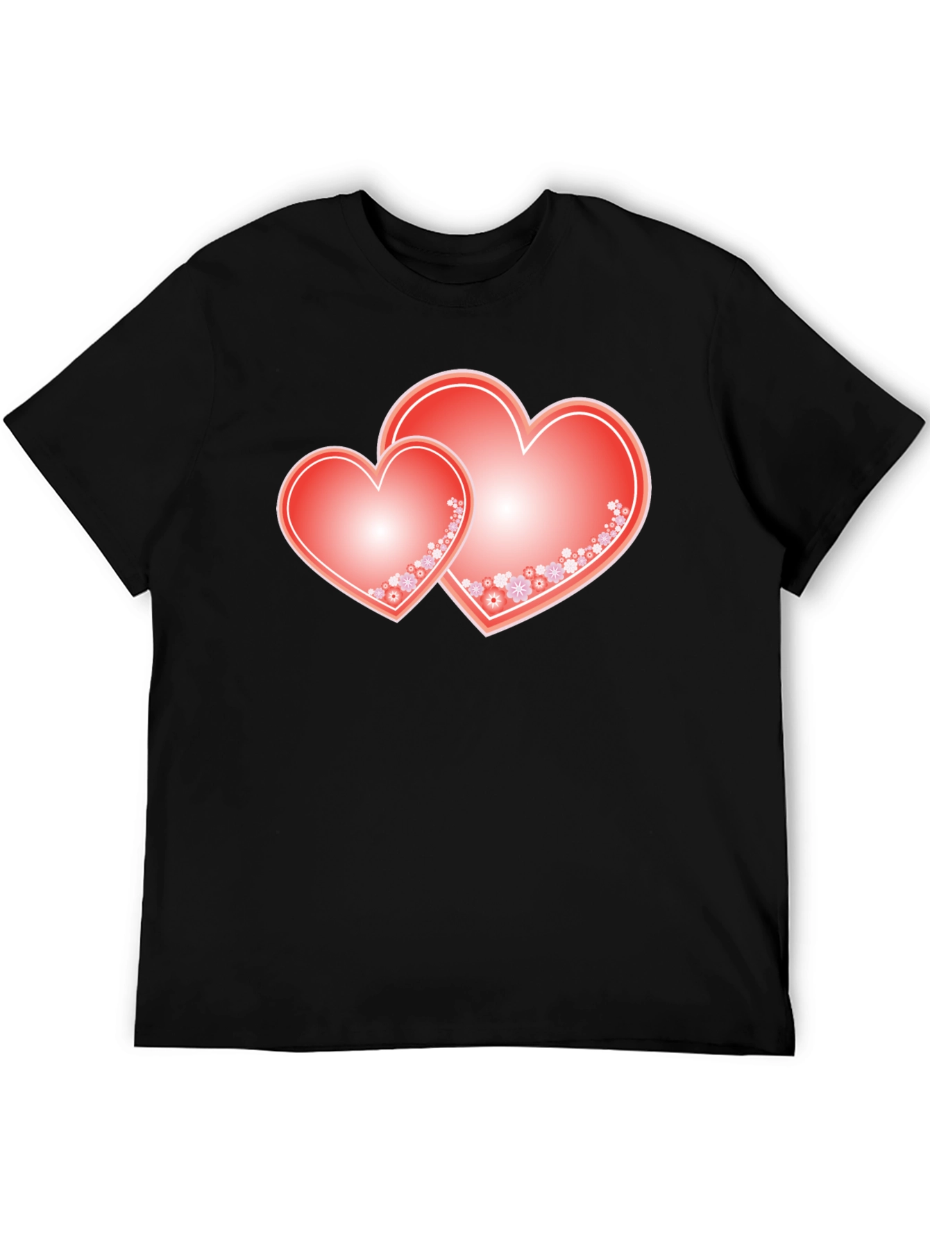 Romantic Hearts Graphic Tee - Black Cotton Blend Shirt