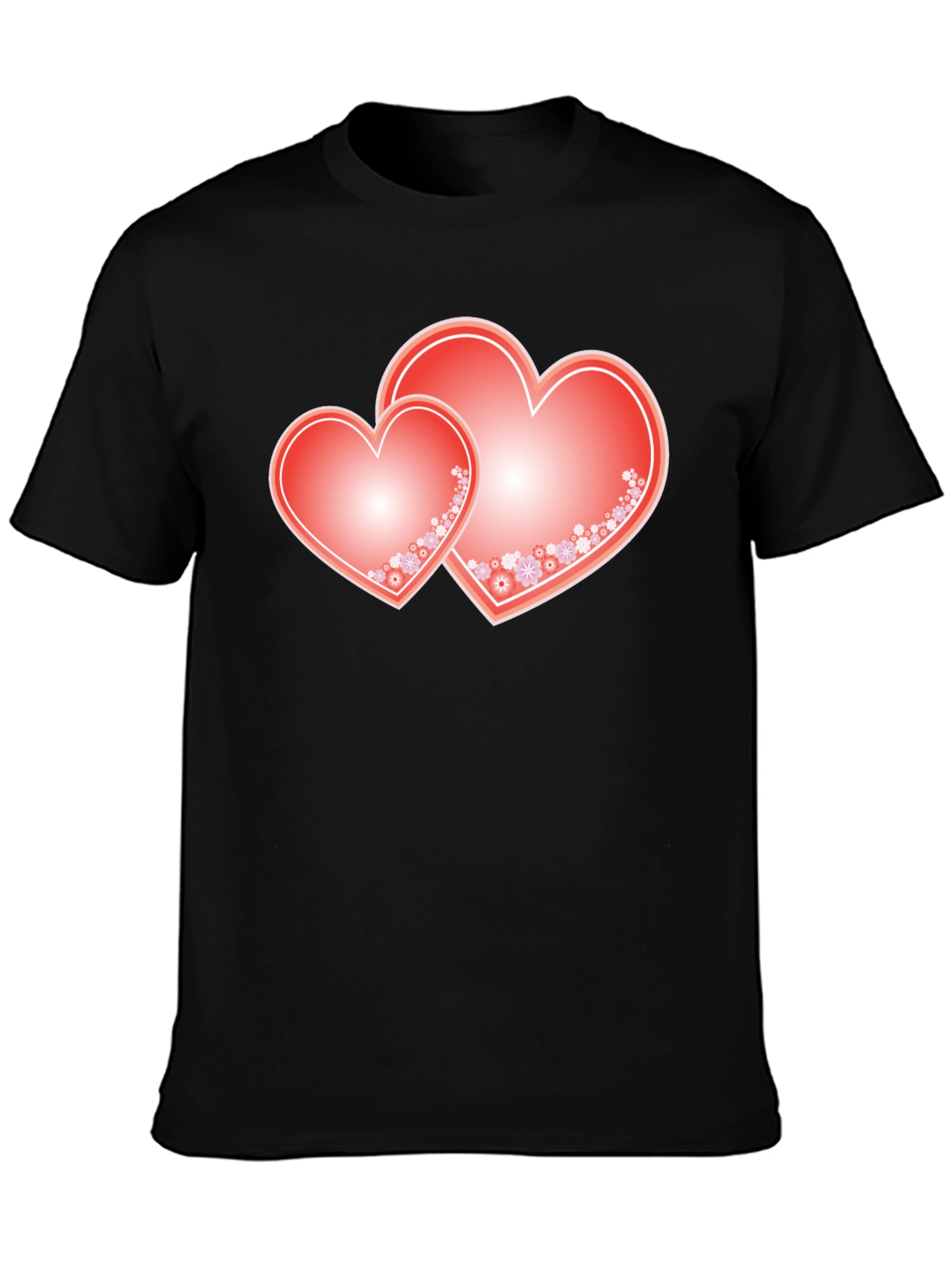 Romantic Hearts Graphic Tee - Black Cotton Blend Shirt