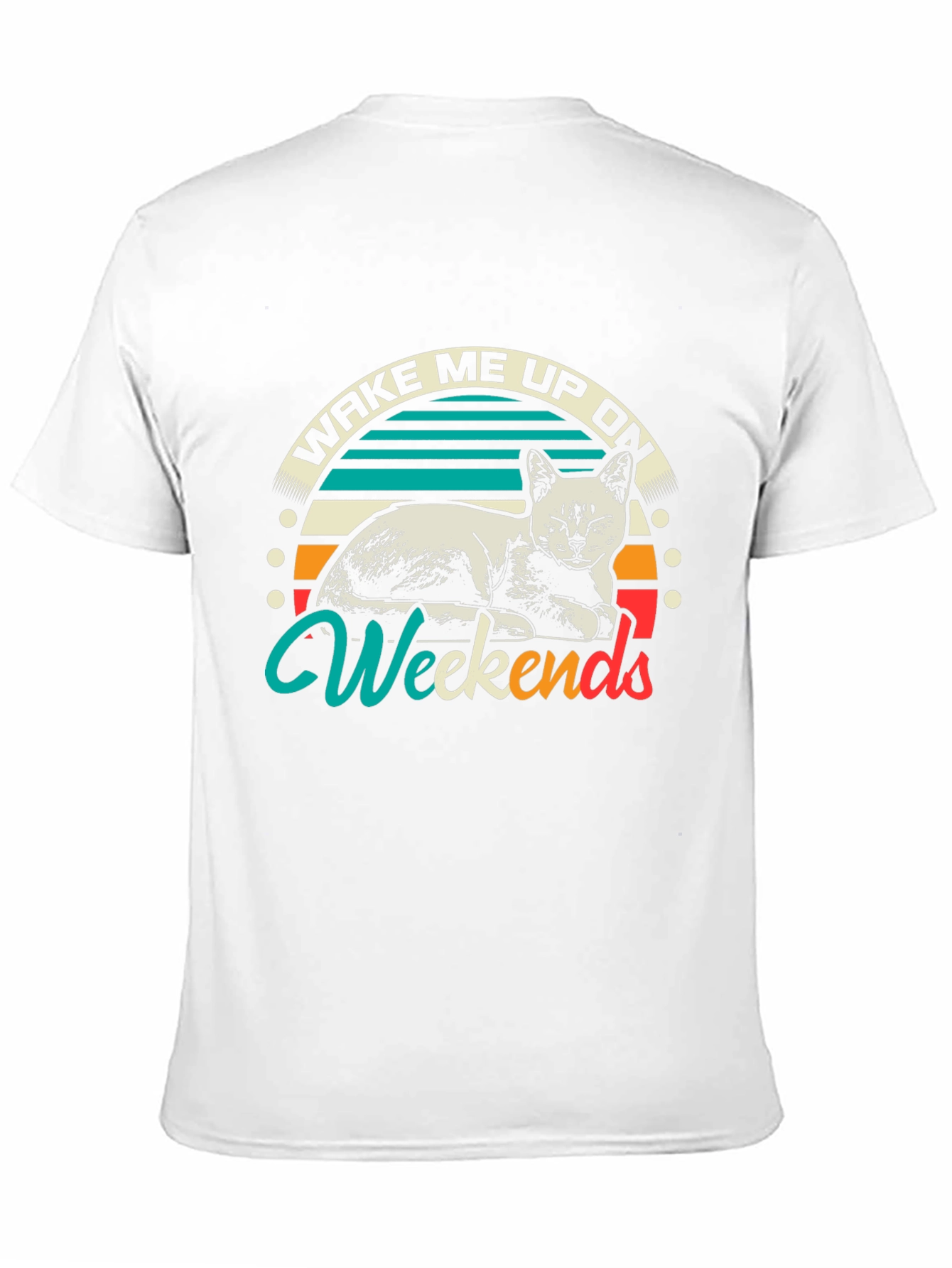 Wake Me Up On Weekends Cat Graphic T-Shirt