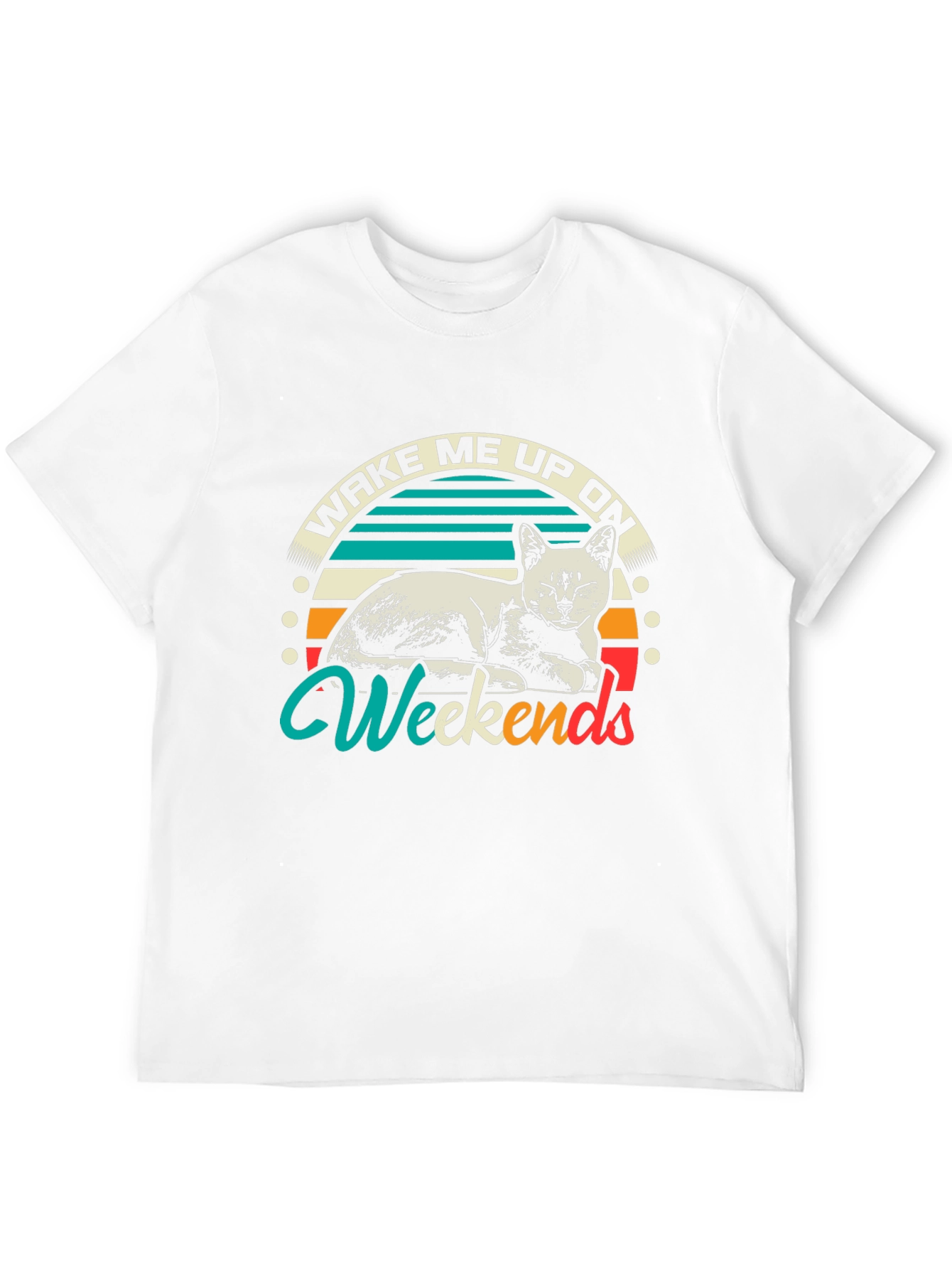 Wake Me Up On Weekends Cat Graphic T-Shirt