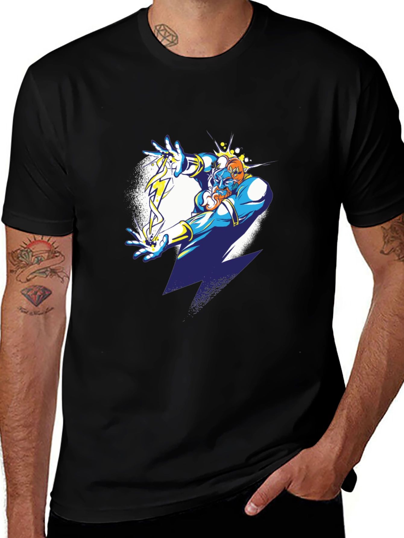 Wizard Graphic Tee - Black Cotton Blend Shirt