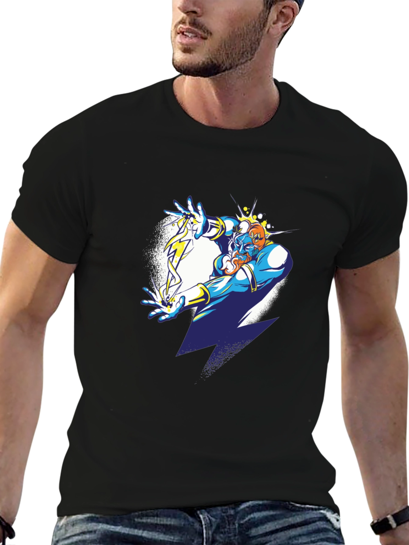 Wizard Graphic Tee - Black Cotton Blend Shirt