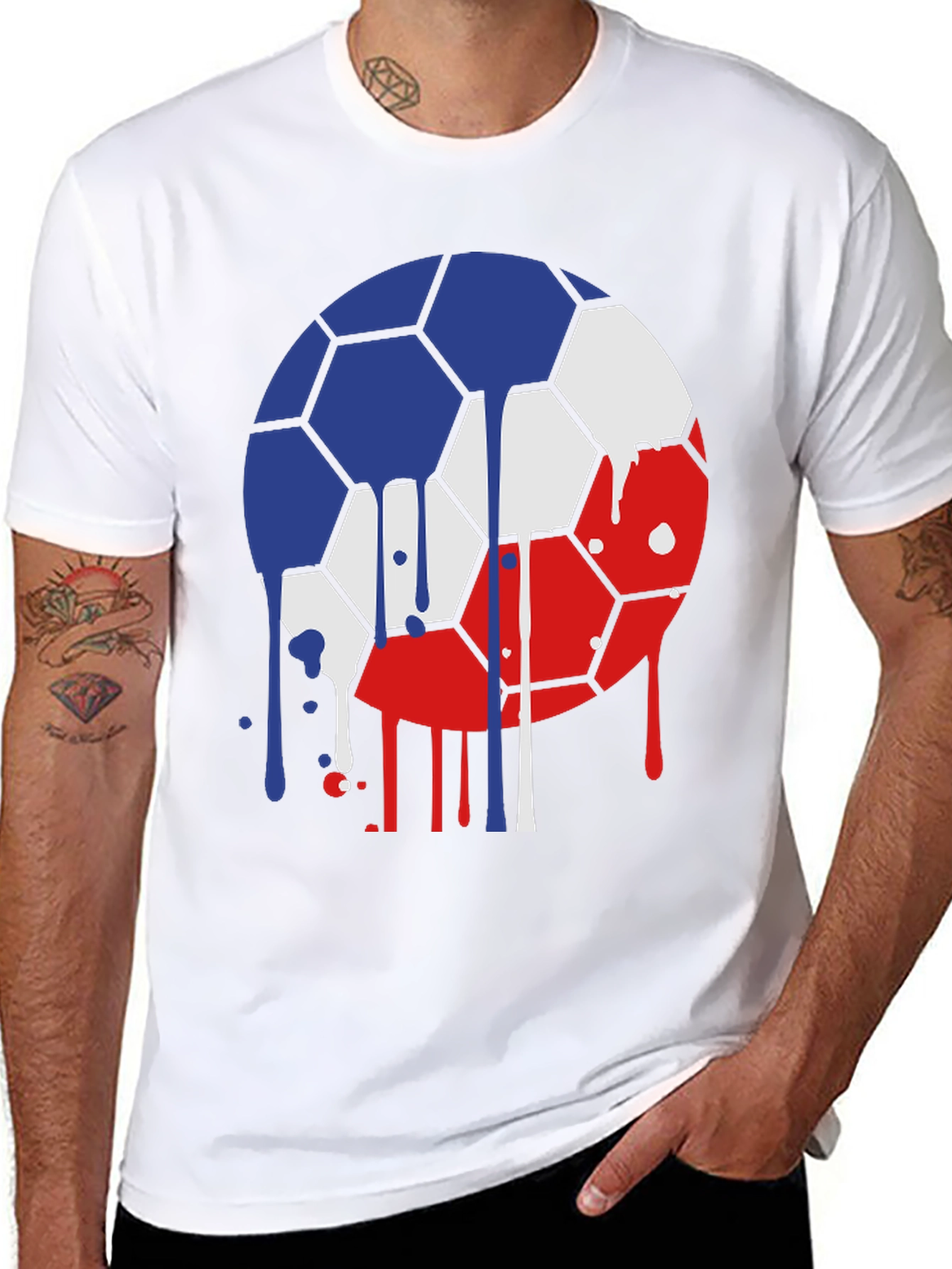 Dripping Soccer Ball Graphic Tee - Unique Design