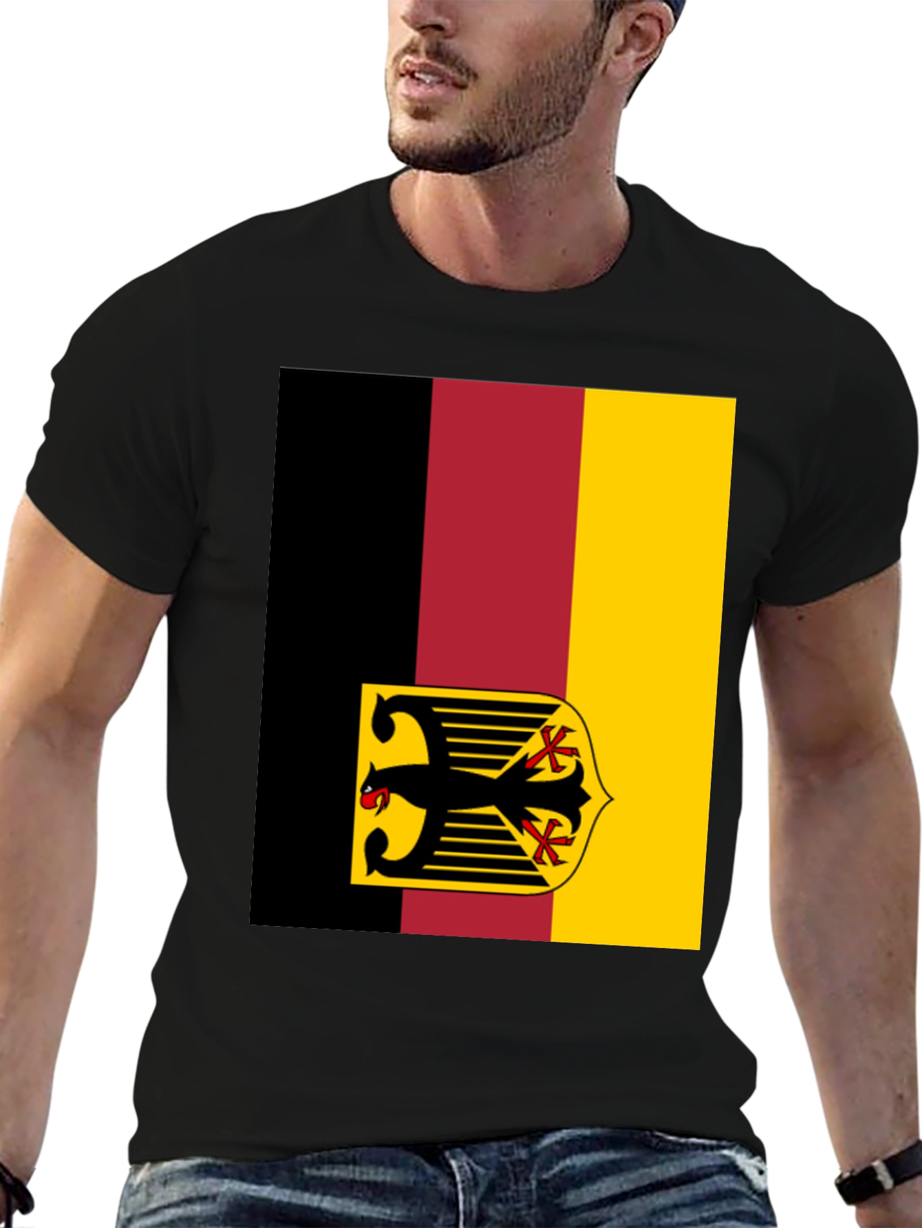 German Flag Graphic Print Crew Neck T-Shirt