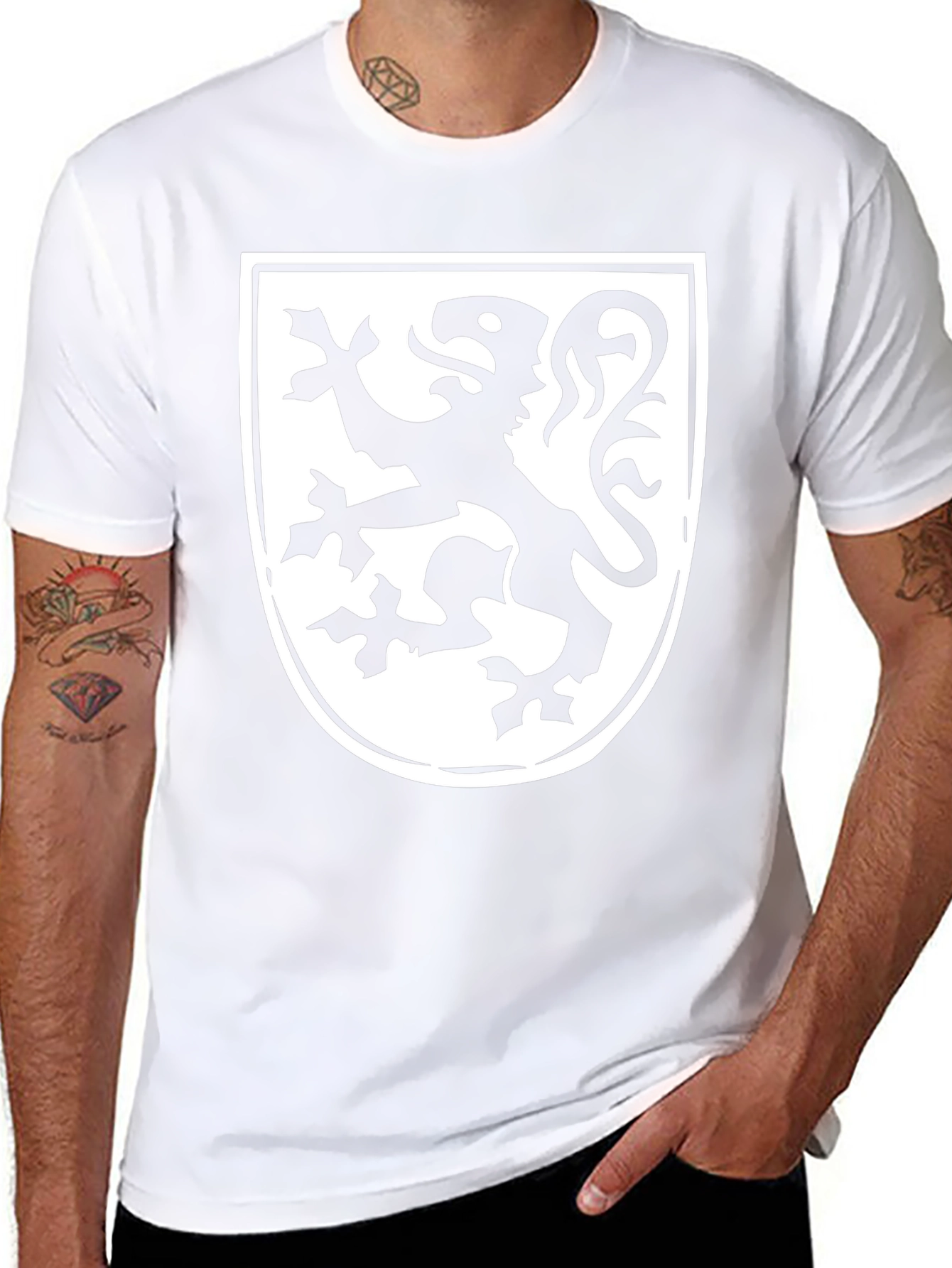 Black T-Shirt with Heraldic Lion Shield