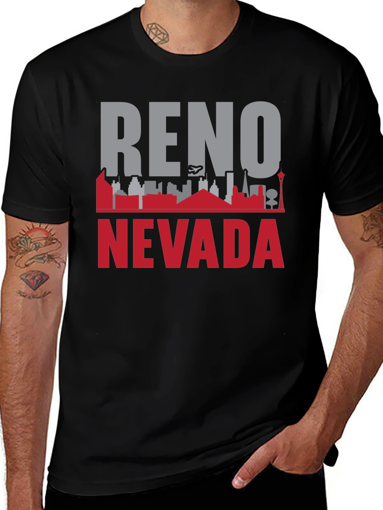 Reno Nevada Skyline Graphic Tee - Black