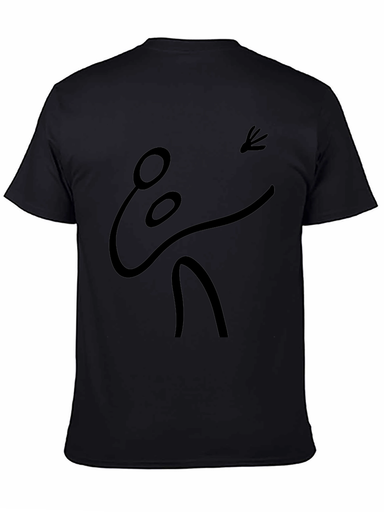 Abstract Stick Figure Graphic Tee - Black
