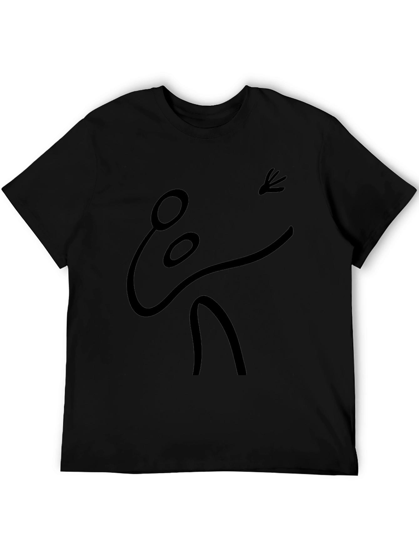 Abstract Stick Figure Graphic Tee - Black